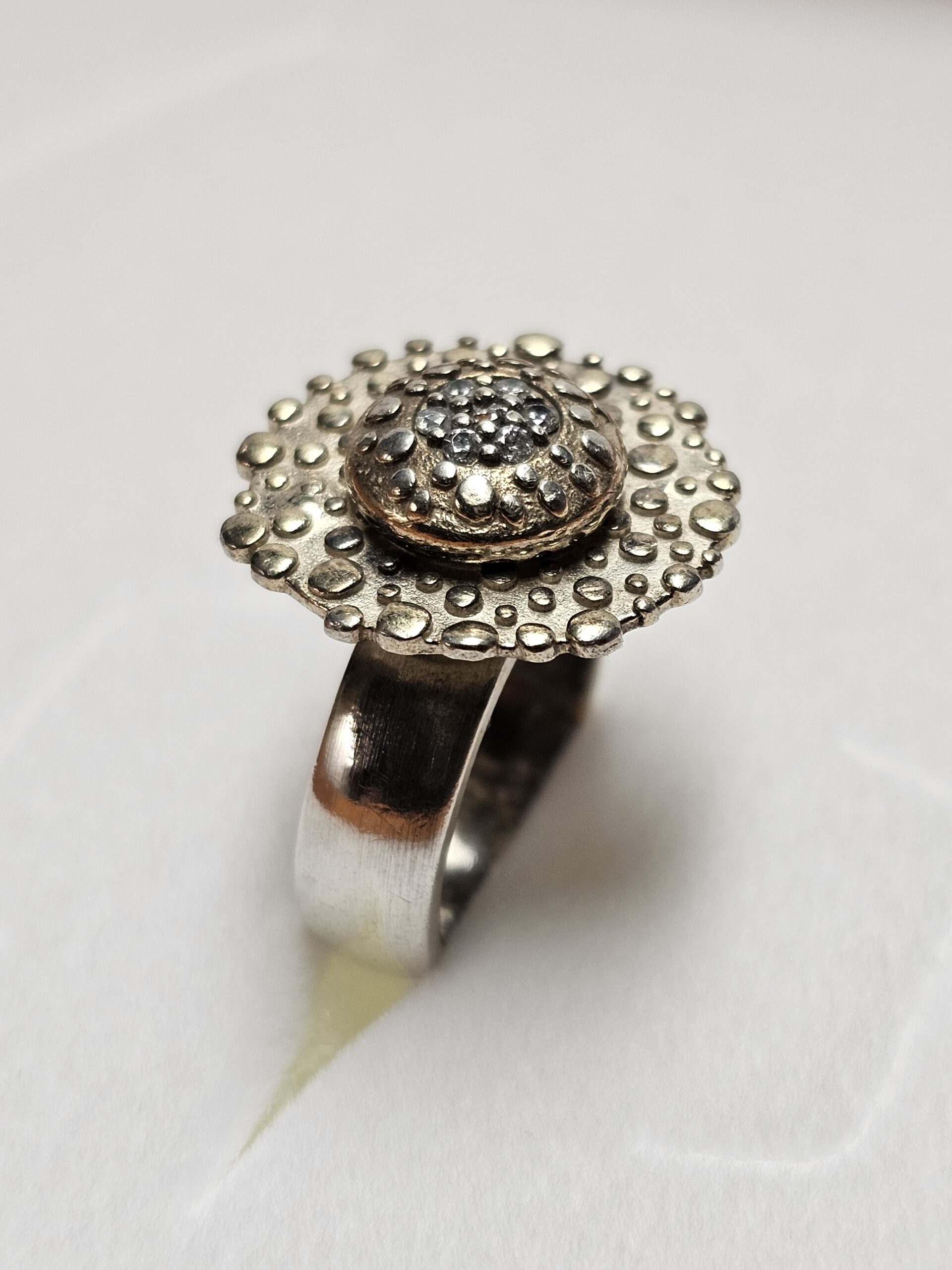 16,3 mm Silberring Ring Blume Blümchen Blüte Silber 925 Kristalle klar Vintage elegant SR1654