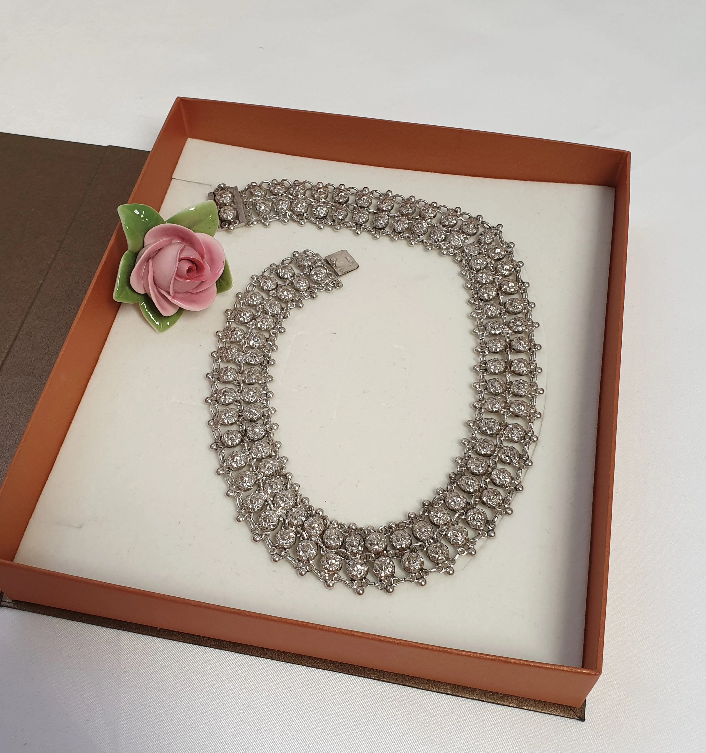 38,5 cm Kette Gliederkette Kropfkette Silber 835 Nostalgie Design edel Shabby Vintage SK528