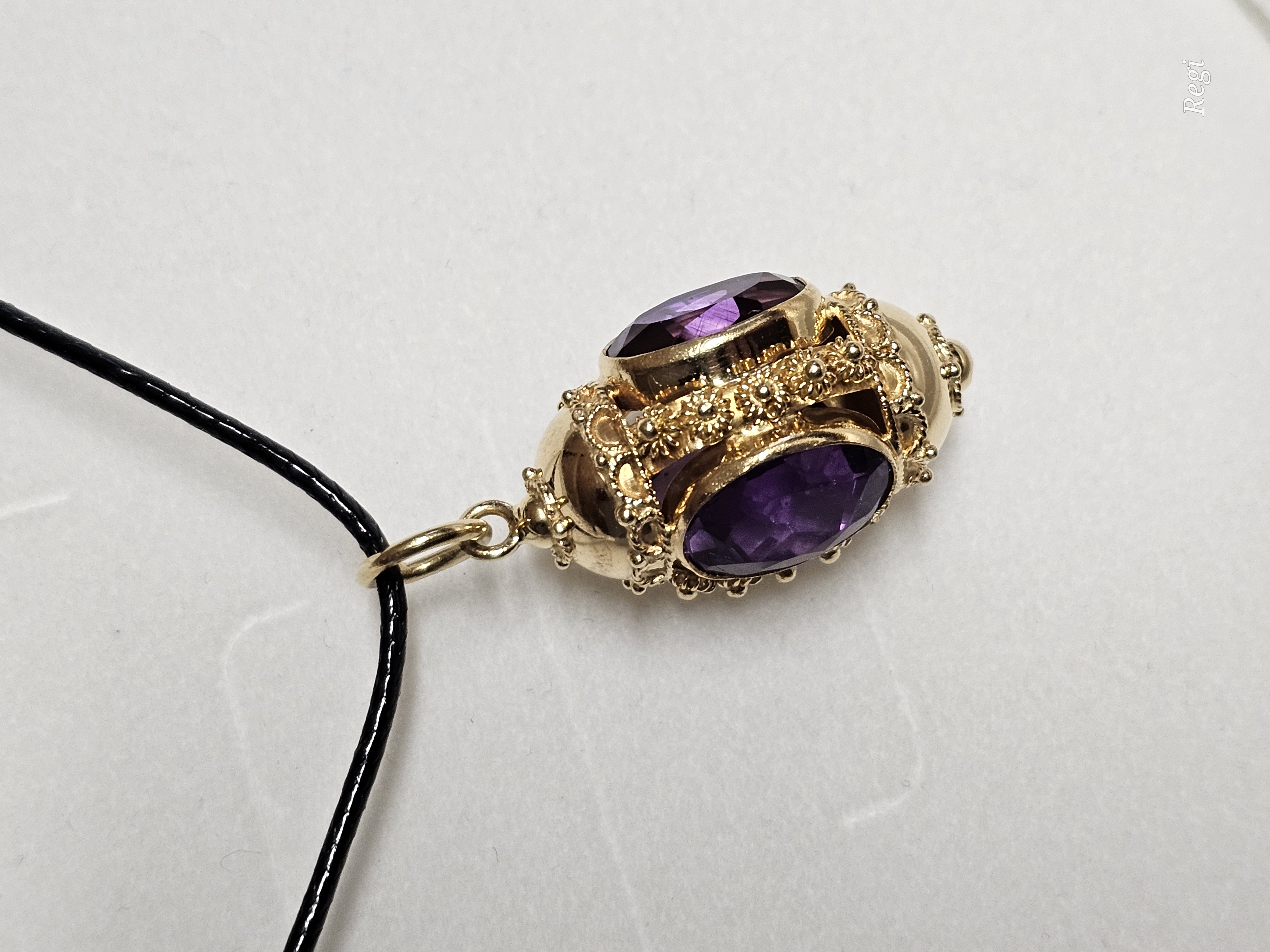 Shabby Vintage nostalgischer Goldanhänger Anhänger - ohne Kette - Gold Amethyst kunstvolle Eleganz GAN181