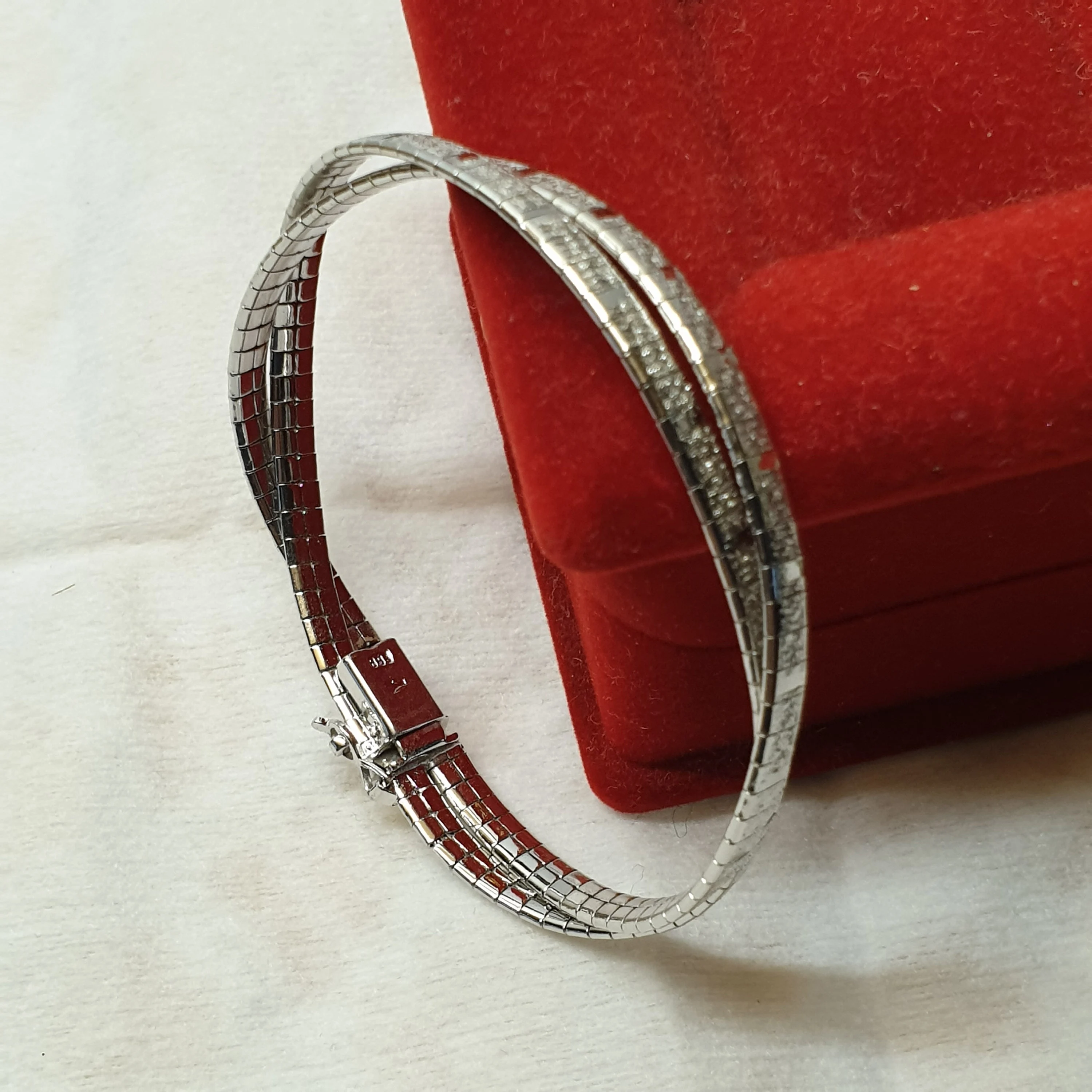 19 cm Armband Schlangenarmband Design geflochten Silber 835 Vintage Eleganz SA642