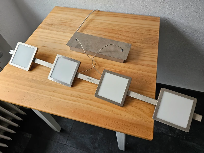 LED Pendelleuchte modern 4-flammig Silber matt, Breite 80cm