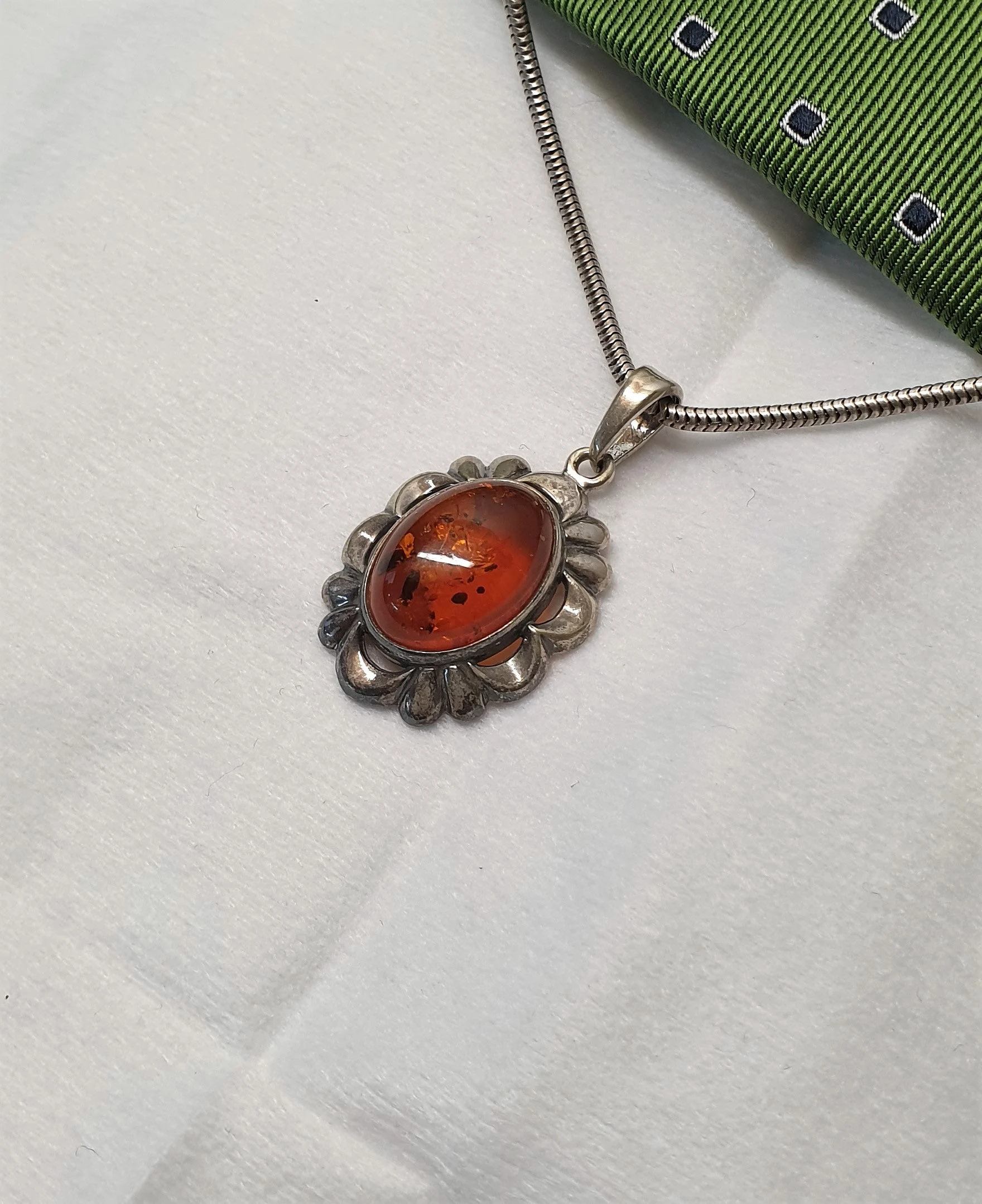 Nostalgischer Anhänger ohne Kette Silber 925 Bernstein kunstvoll Vintage elegant SKA1556