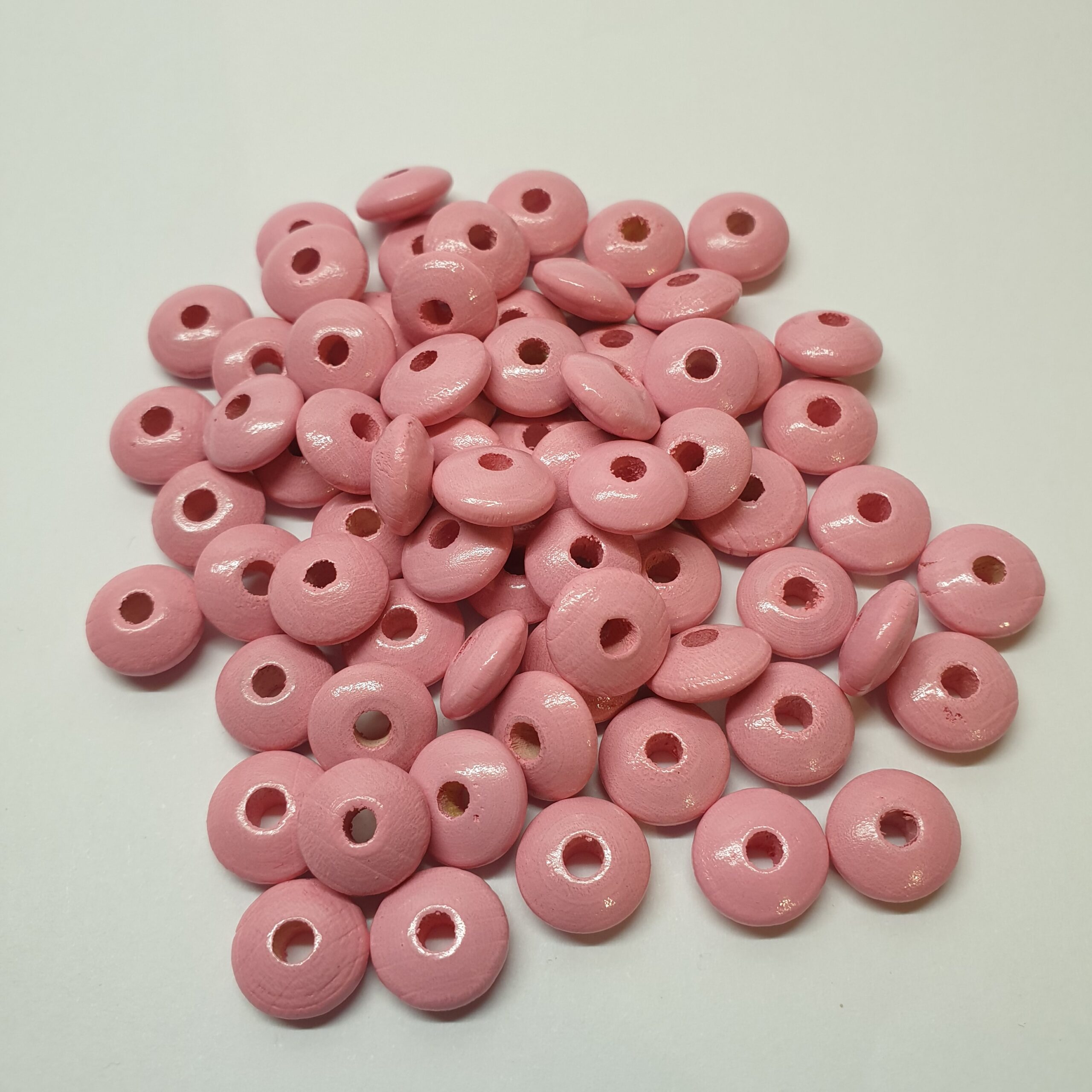 Holzperlen Holzlinsen Linsen rosa 10 mm ca. 50 Stck. LI114