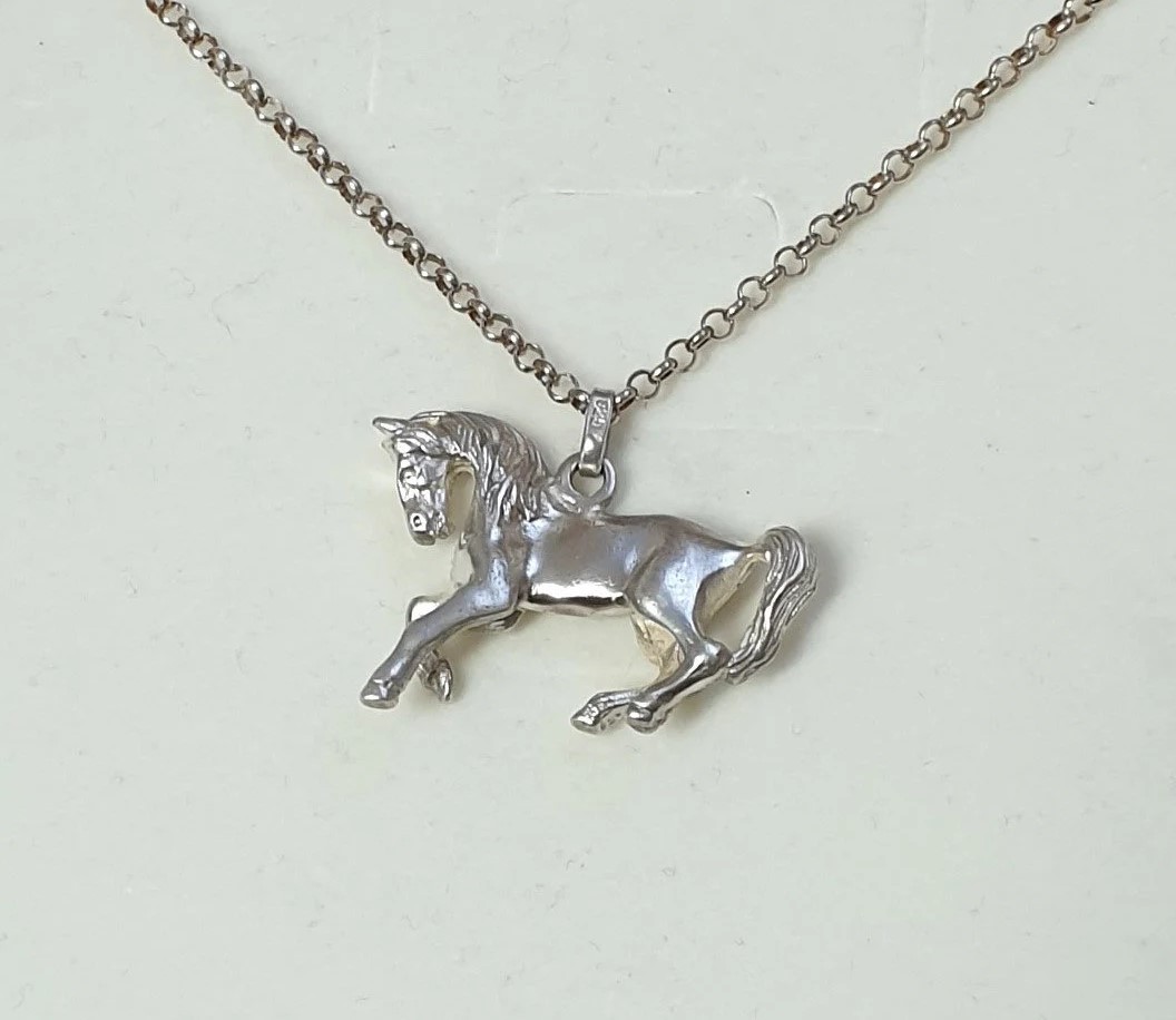 Nostalgischer Anhänger Charivari Silberanhänger ohne Kette Pferd Silber 925 massiv Vintage SKA1275