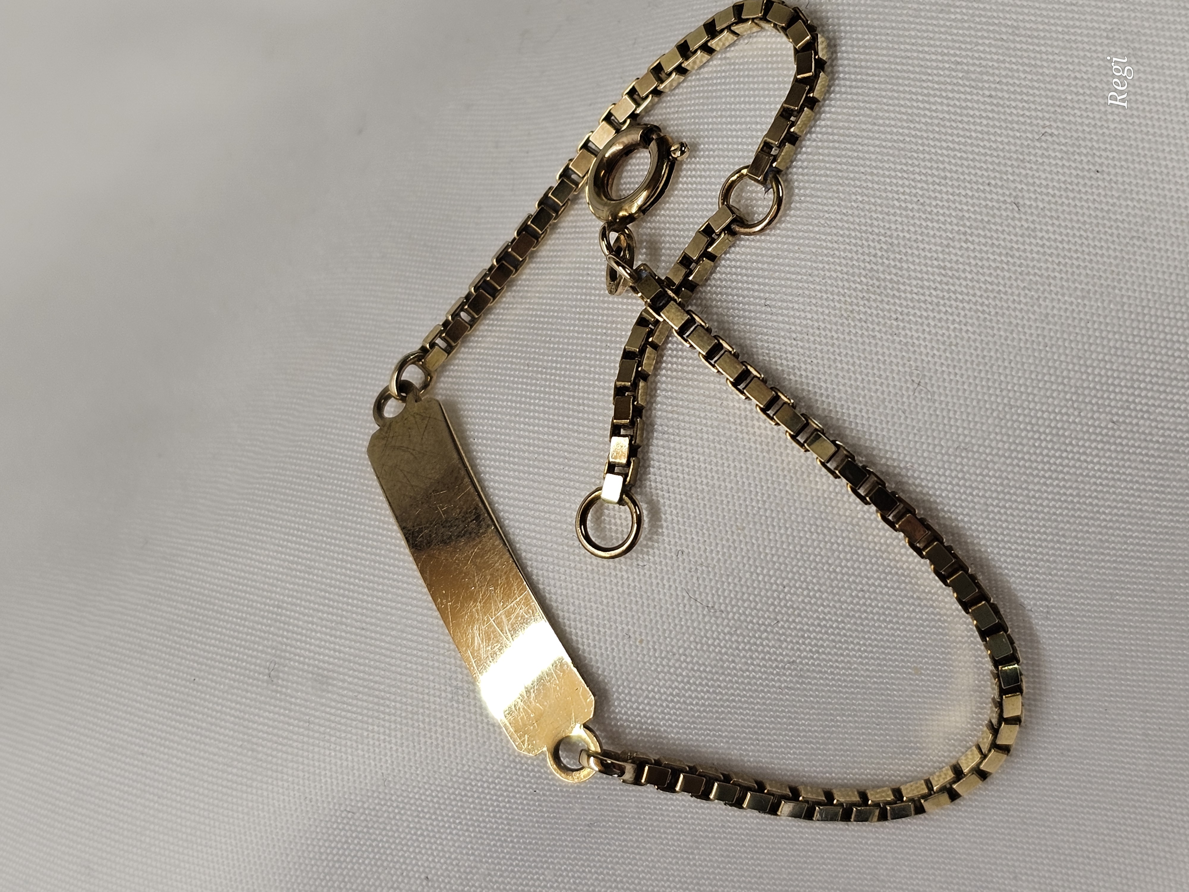 16 - 18,5 cm Armband Venezianer Armbändchen Silberarmband FBM Gold 333 Gravurplatte Vintage elegant GA114
