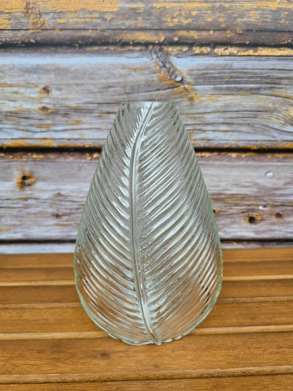 Flaschenvase mit Blattstruktur, Glas, klar, 22cm, Ø14cm