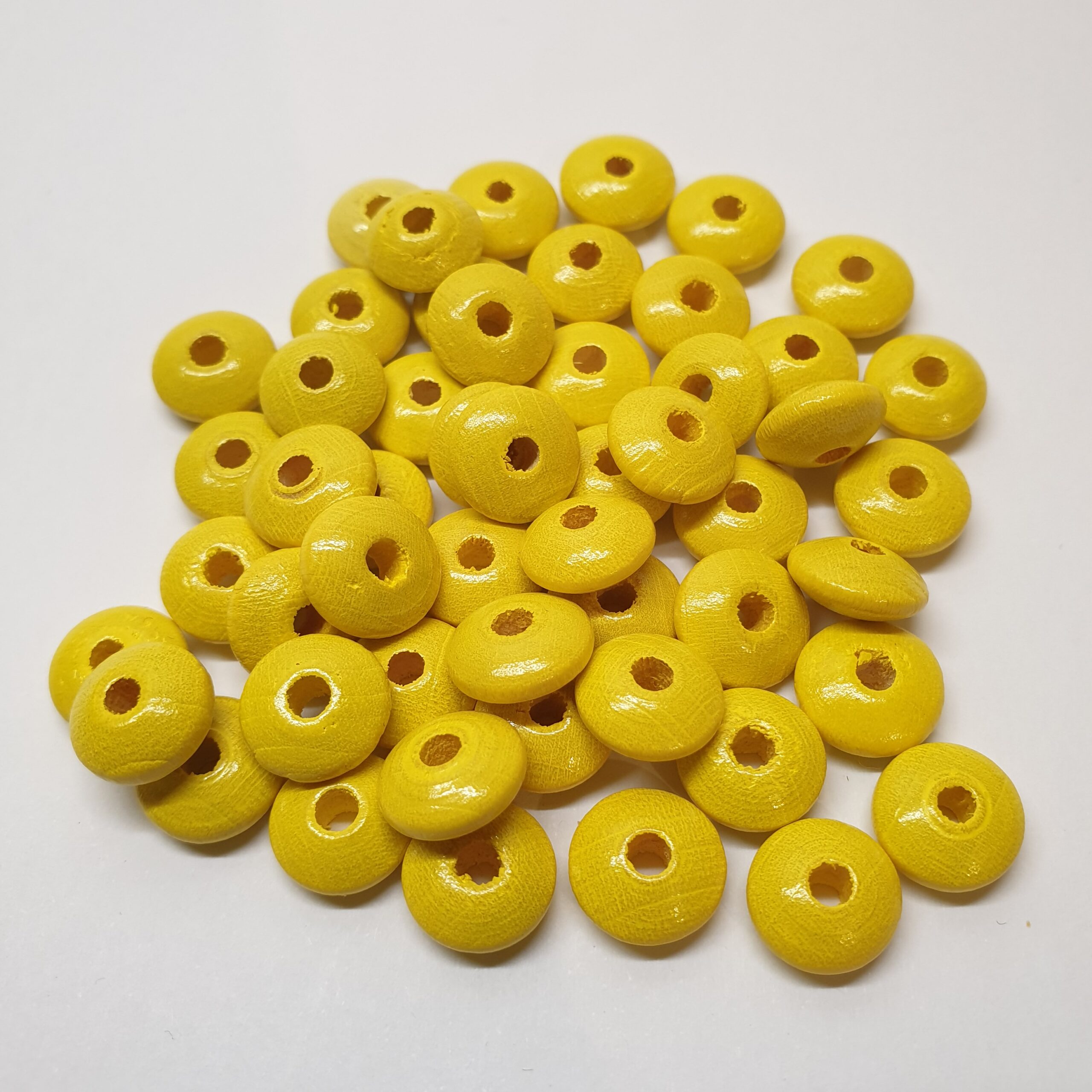 Holzperlen Holzlinsen Linsen gelb 10 mm ca. 50 Stck. LI115