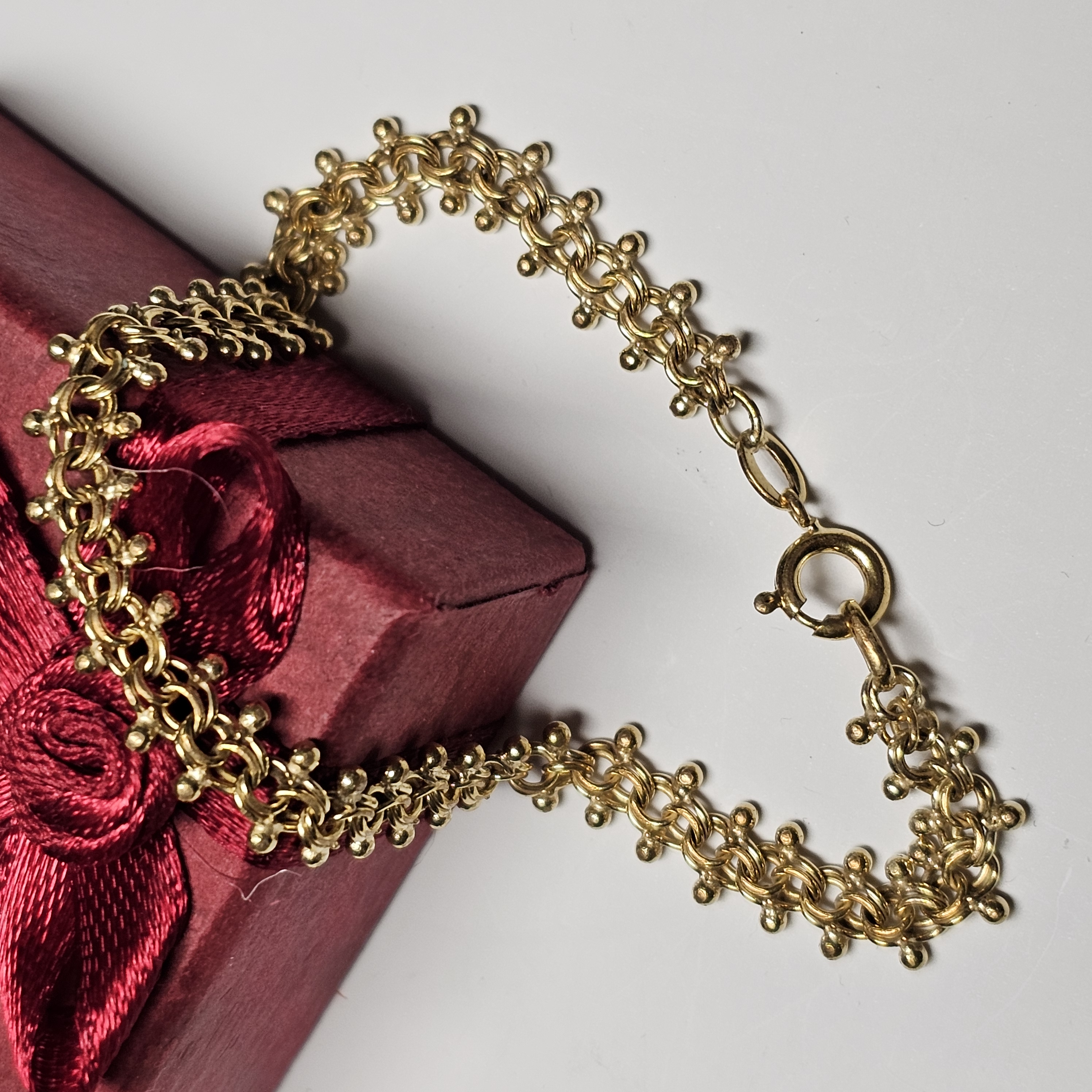 19 cm Armband Gliederarmband Amerik FBM Doublé vergoldet Shabby Vintage edel MAB105