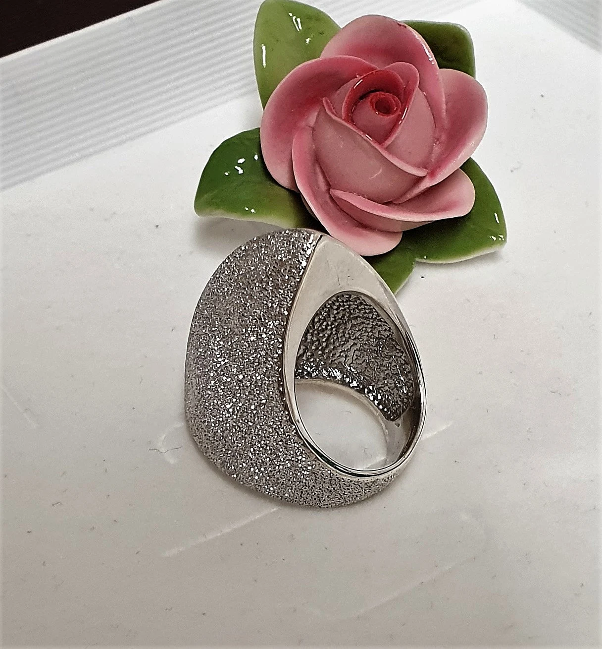 18,5 mm Prachtvoller großer Designer Ring Silberring Italien Silber 925 glänzend / diamantiert Vintage edel SR1074