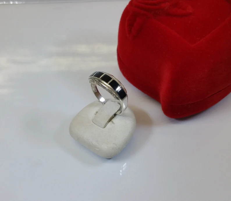 15,8 mm Nostalgischer Ring Silber 925 Onyx SR649