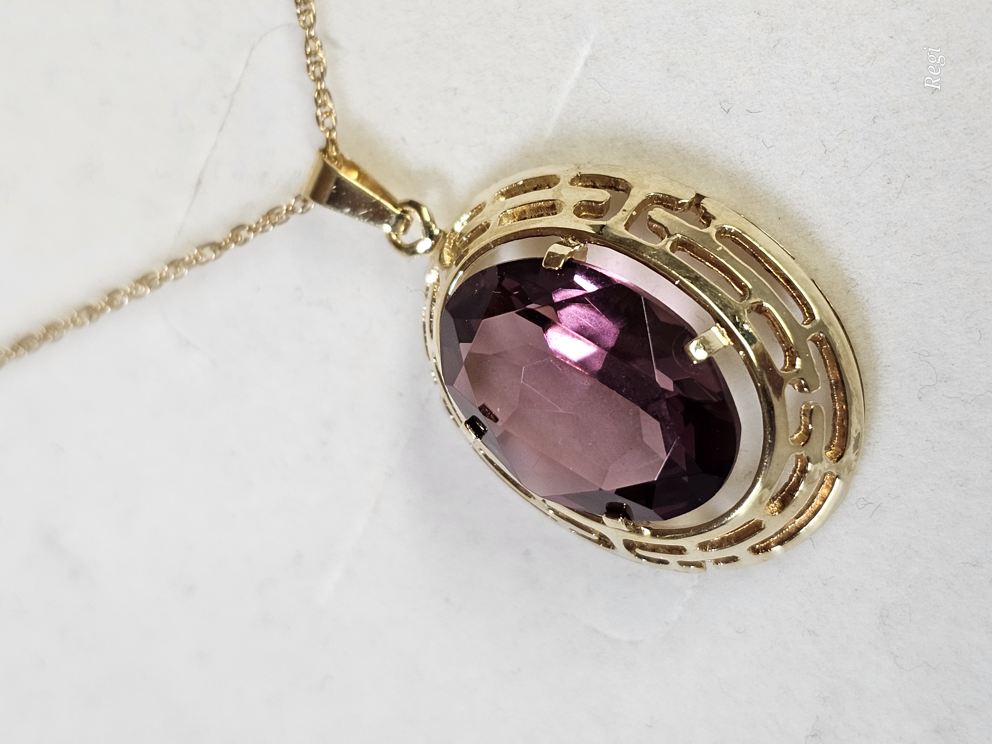 Nostalgischer Goldanhänger Anhänger ohne Kette Gold 333 Amethyst Design Vintage elegant GAN236