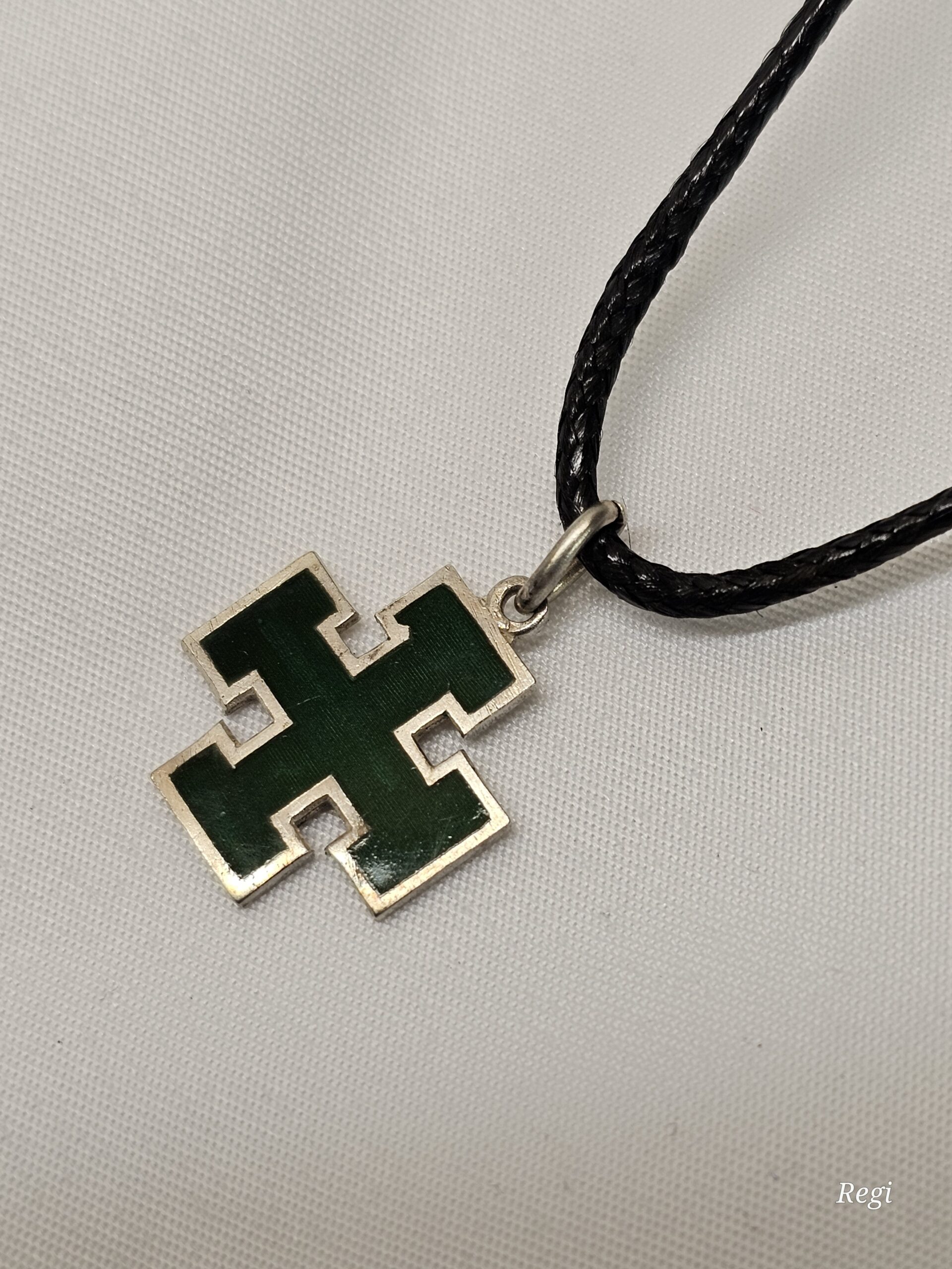 Anhänger Kreuzanhänger Silberanhänger Kreuz ohne Kette Silber 800 Emaille grün Shabby Vintage Nostalgie SKA1532