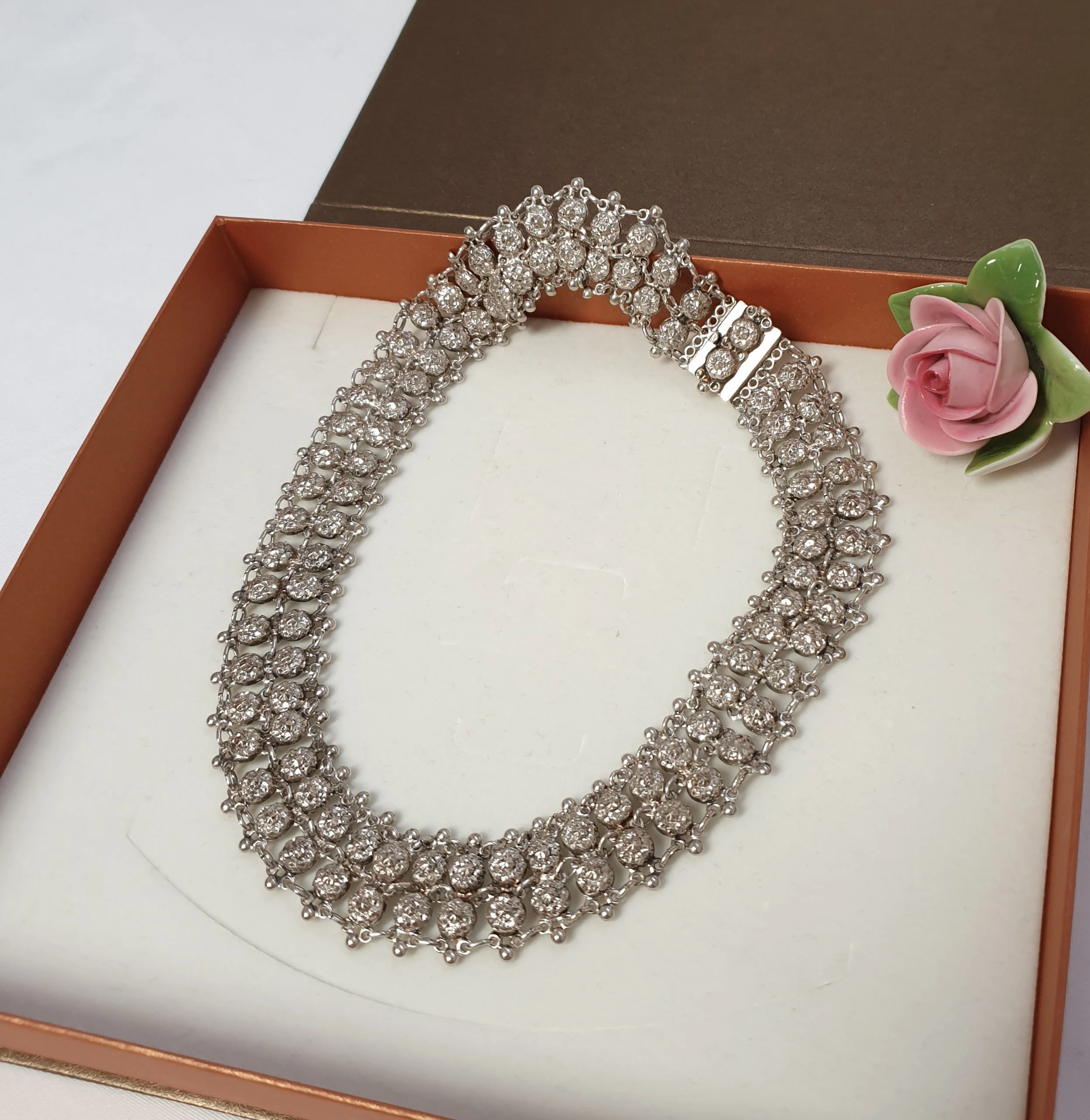 38,5 cm Kette Gliederkette Kropfkette Silber 835 Nostalgie Design edel Shabby Vintage SK528