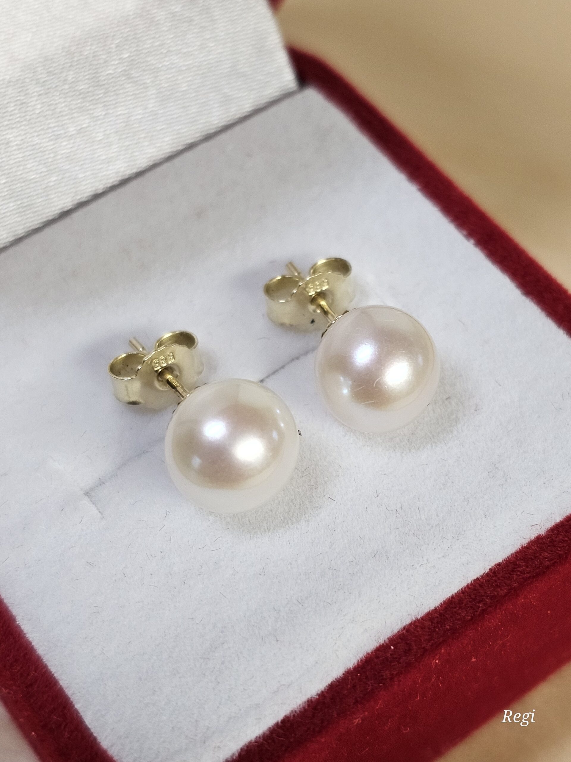 Hübsche Klassiker Ohrringe Ohrstecker Gold 585 Perle edel Vintage OR178