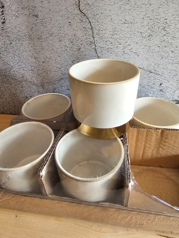 6 St. Übertopf Juna weiß / gold