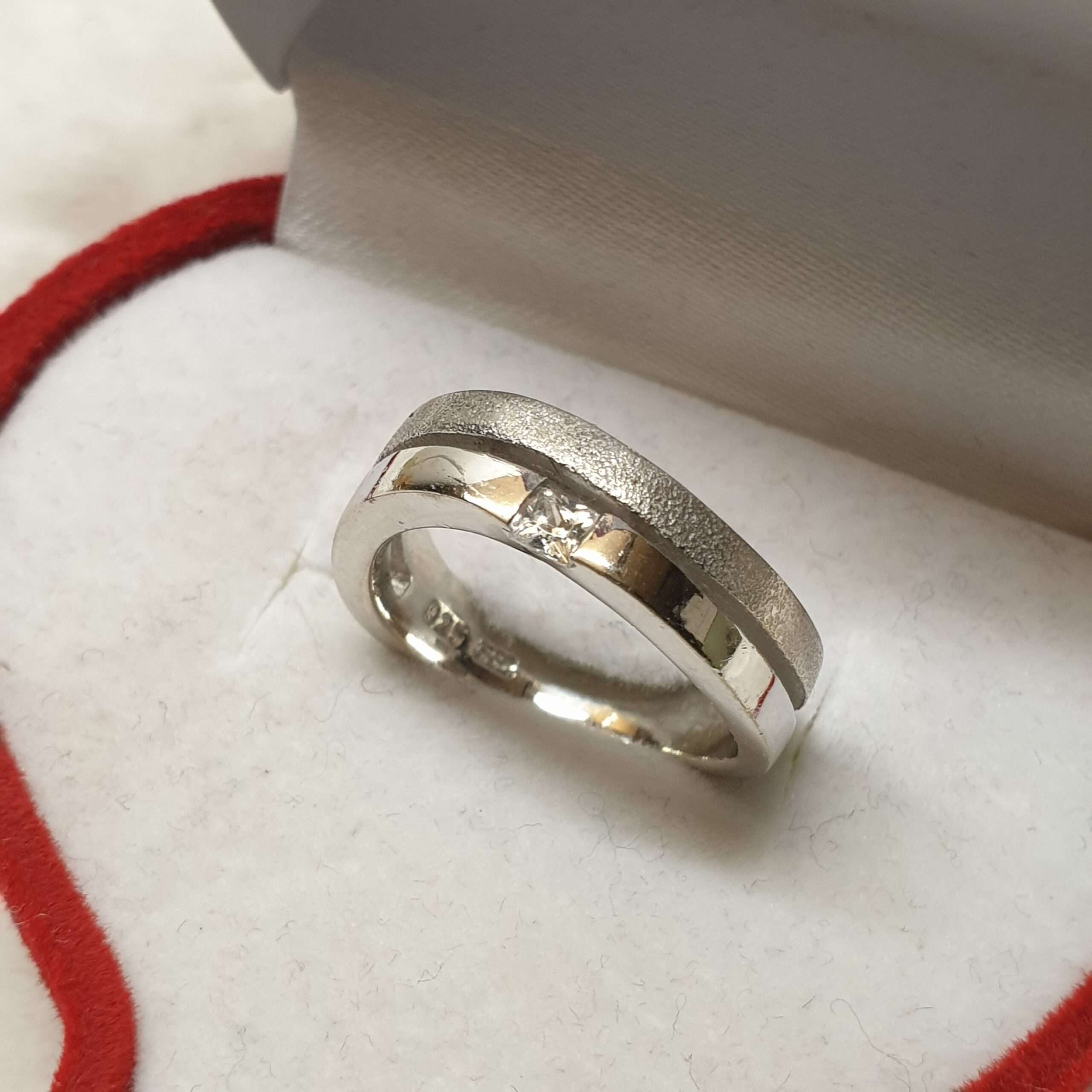 16 mm Ring Silberring Silber 925 matt glänzend Kristall klar edel Vintage Design SR1539