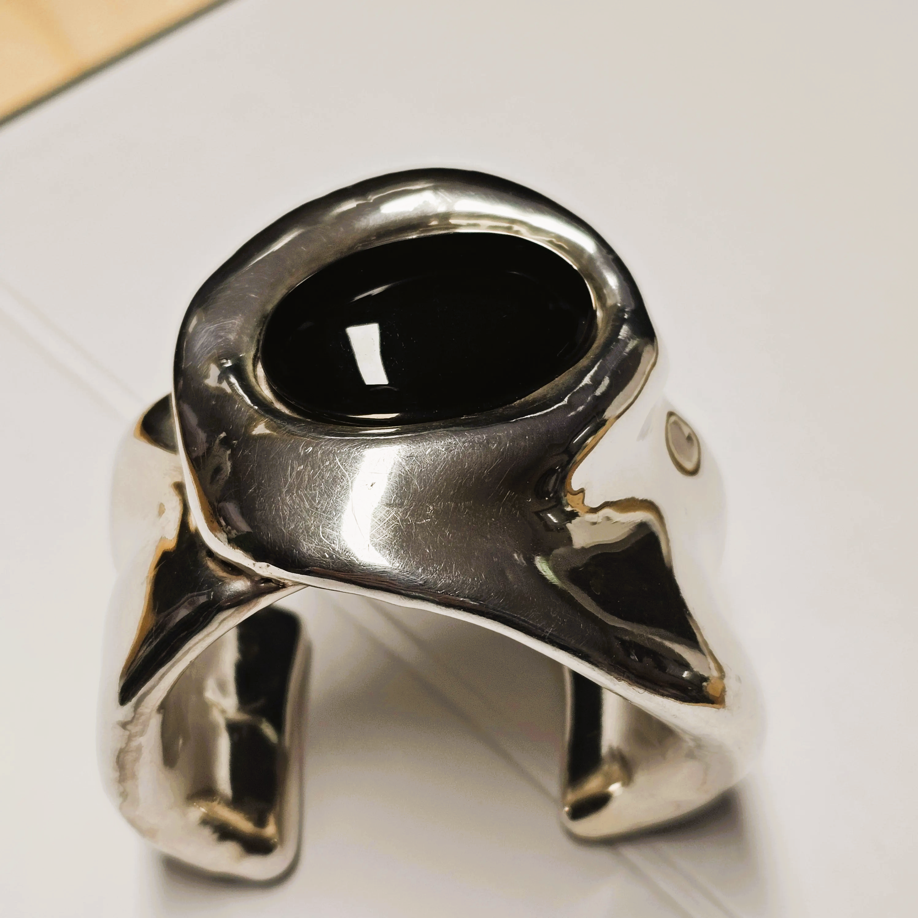 Designer Armschmuck Armreif Silber 925 Onyx schwarz prachtvoll Vintage elegant SA251