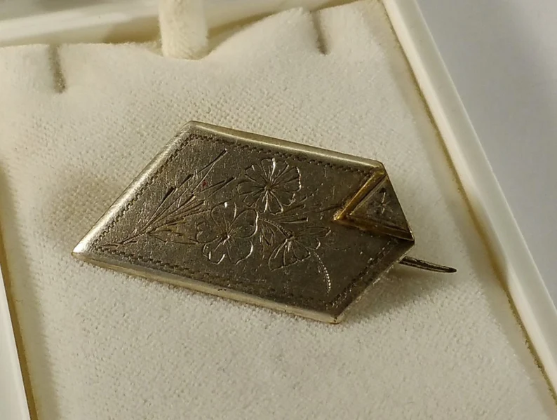 Antike Jugendstil Brosche Anstecknadel Silber floral Shabby Vintage elegant SB314