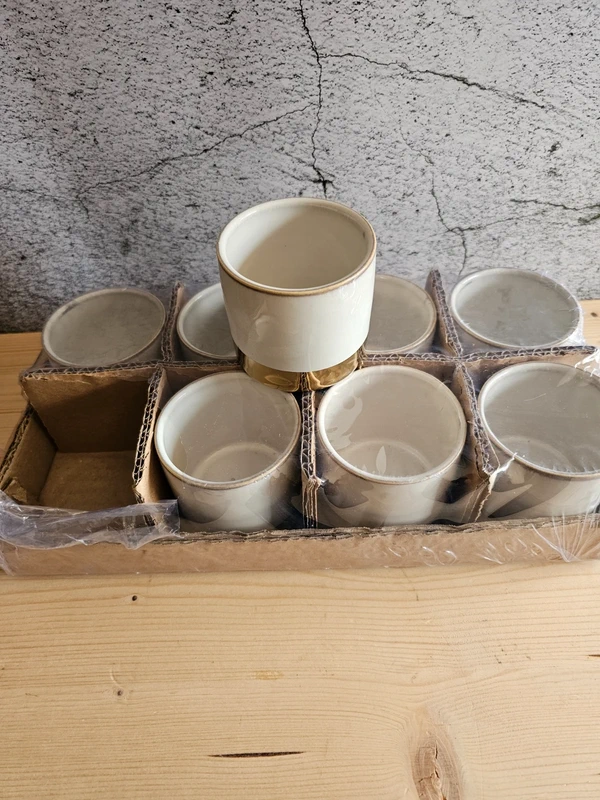 8 Stck. Übertopf Juna weiß / gold Blumentopf Gefäß