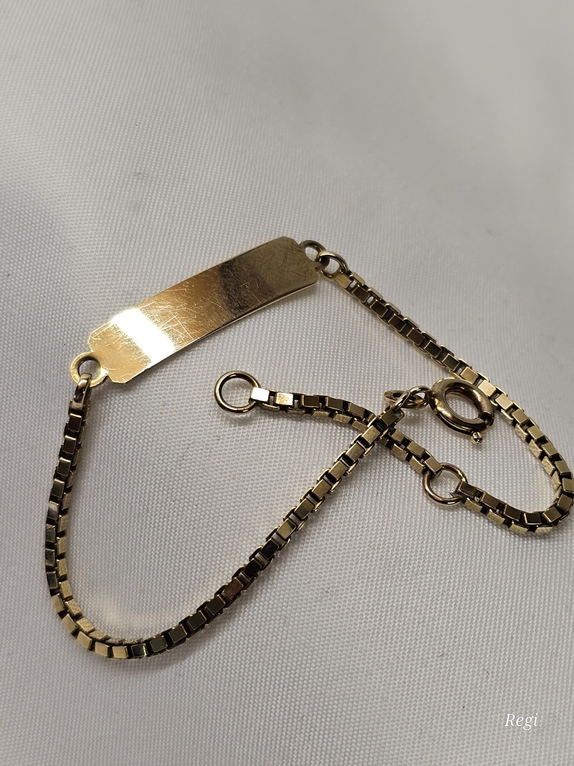 16 - 18,5 cm Armband Venezianer Armbändchen Silberarmband FBM Gold 333 Gravurplatte Vintage elegant GA114