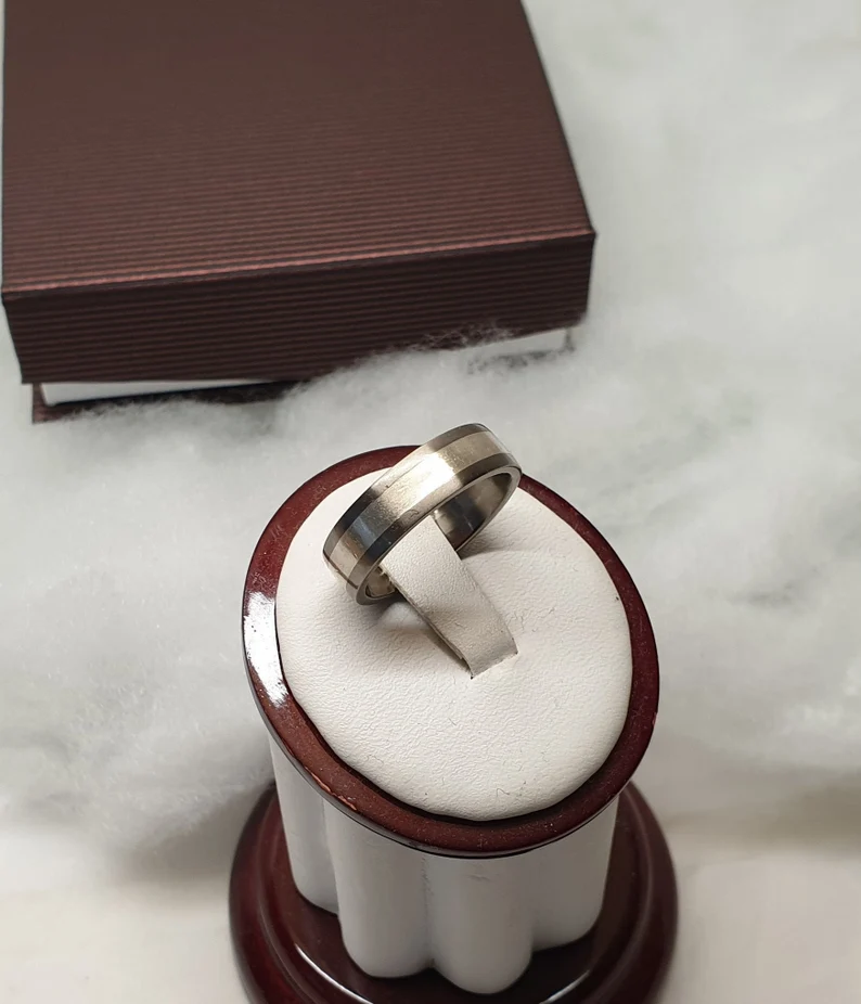 18 mm Ring Edelstahl Streifen Design schlicht Vintage Eleganz SR104