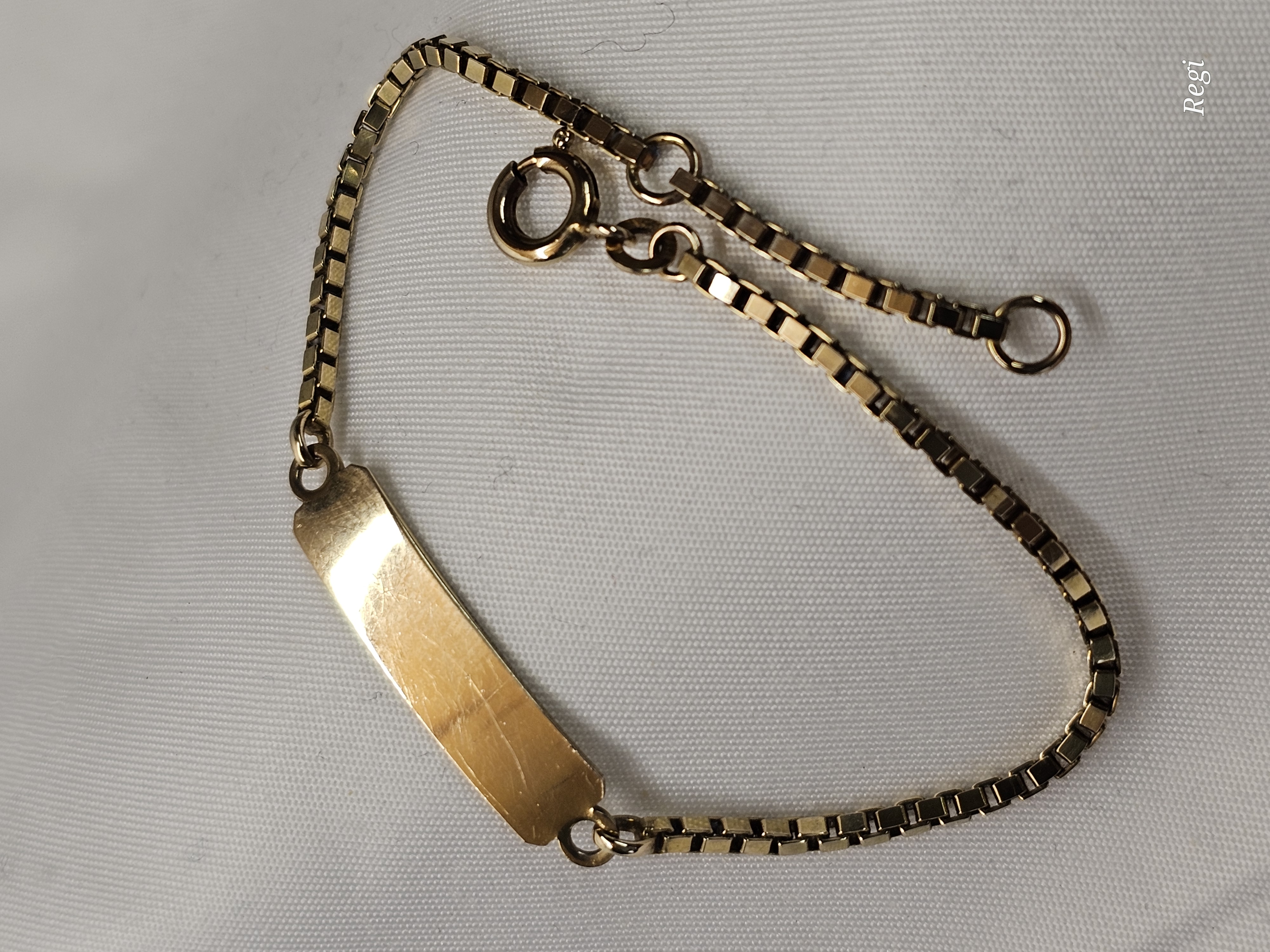 16 - 18,5 cm Armband Venezianer Armbändchen Silberarmband FBM Gold 333 Gravurplatte Vintage elegant GA114