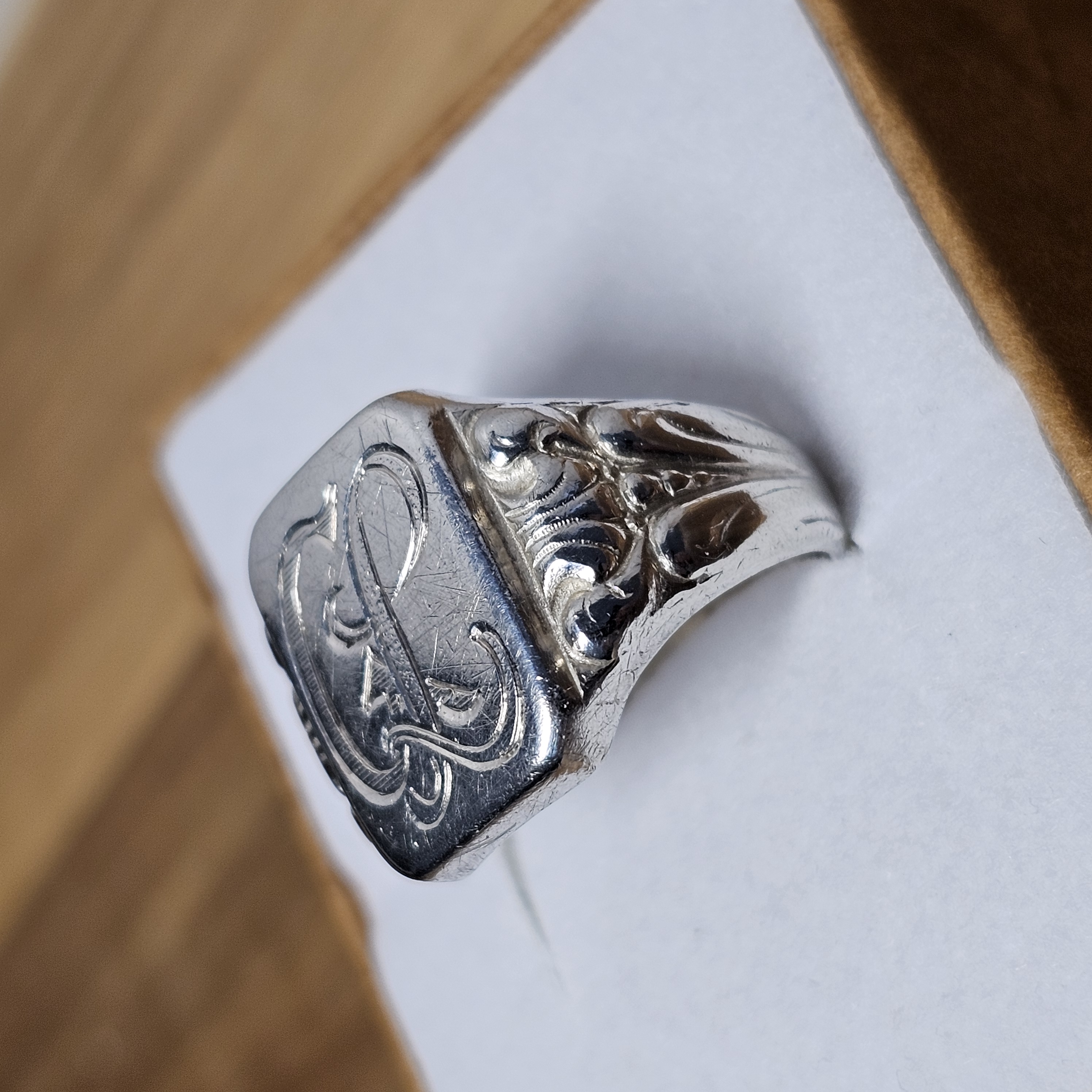 19 mm Siegelring Ring Silber 835 Initialen Buchstaben "GL" Shabby Vintage elegant SR1322