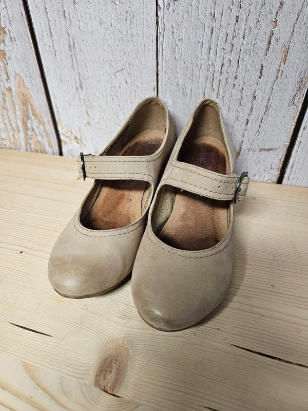 Pumps Sommerschuhe creme beige Riemchen Leder Gr. 37