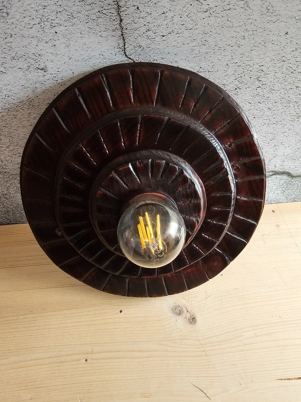 Handgearbeitete Deckenleuchte in Mahagoni Holz