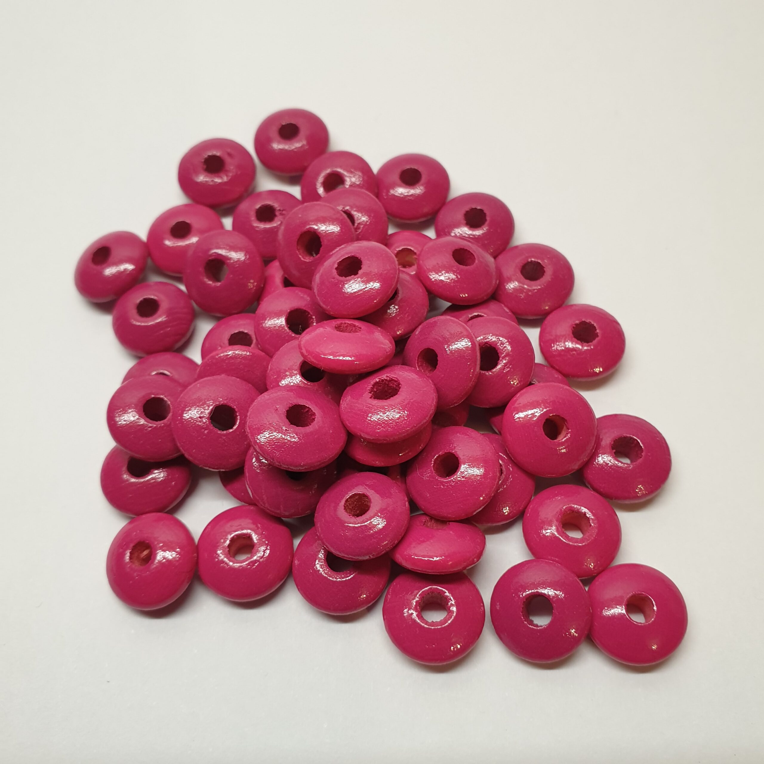 Holzperlen Holzlinsen Linsen rosa dunkelrosa himbeerfarben 10 mm ca. 50 Stck. LI122