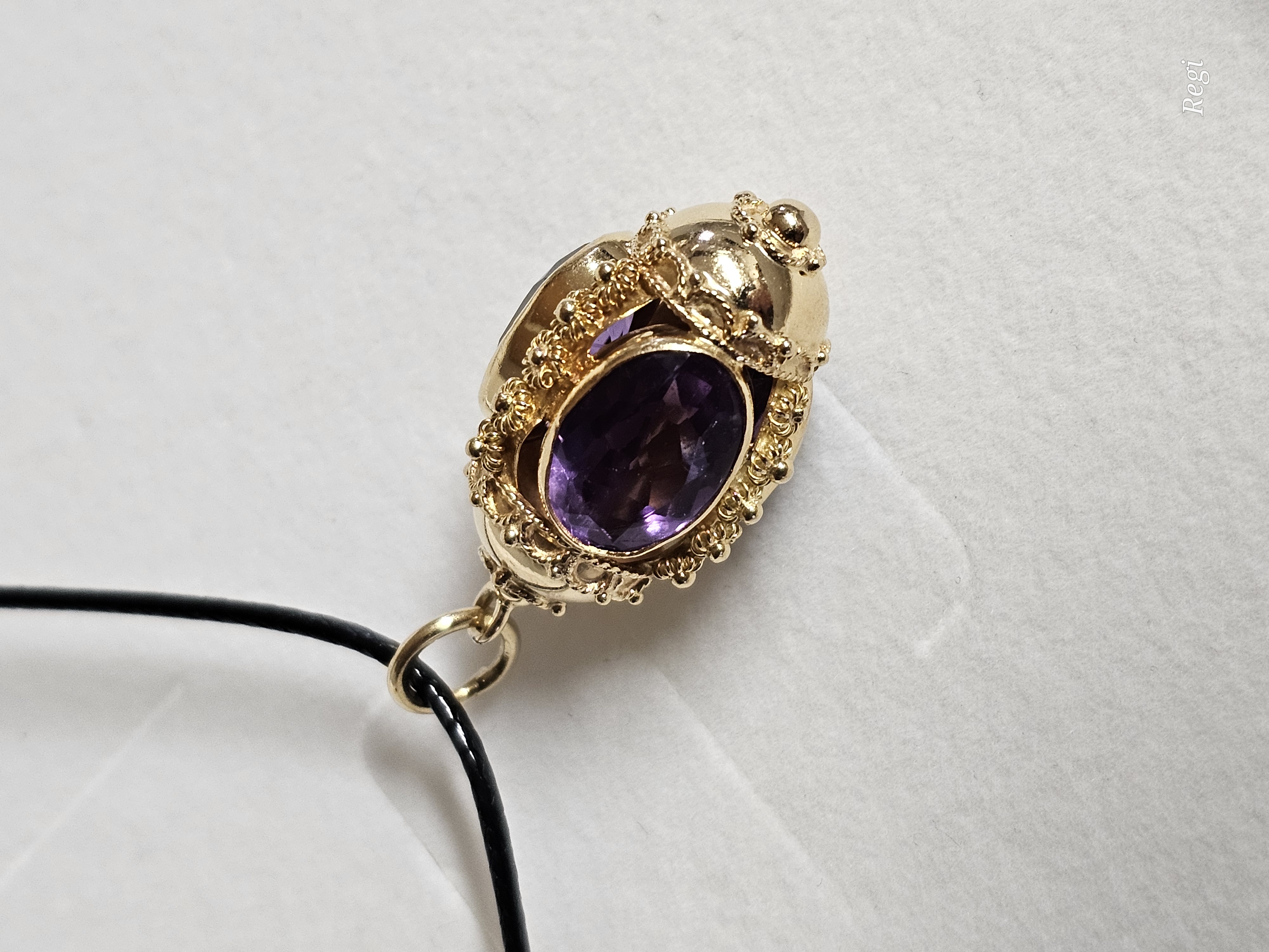 Shabby Vintage nostalgischer Goldanhänger Anhänger - ohne Kette - Gold Amethyst kunstvolle Eleganz GAN181