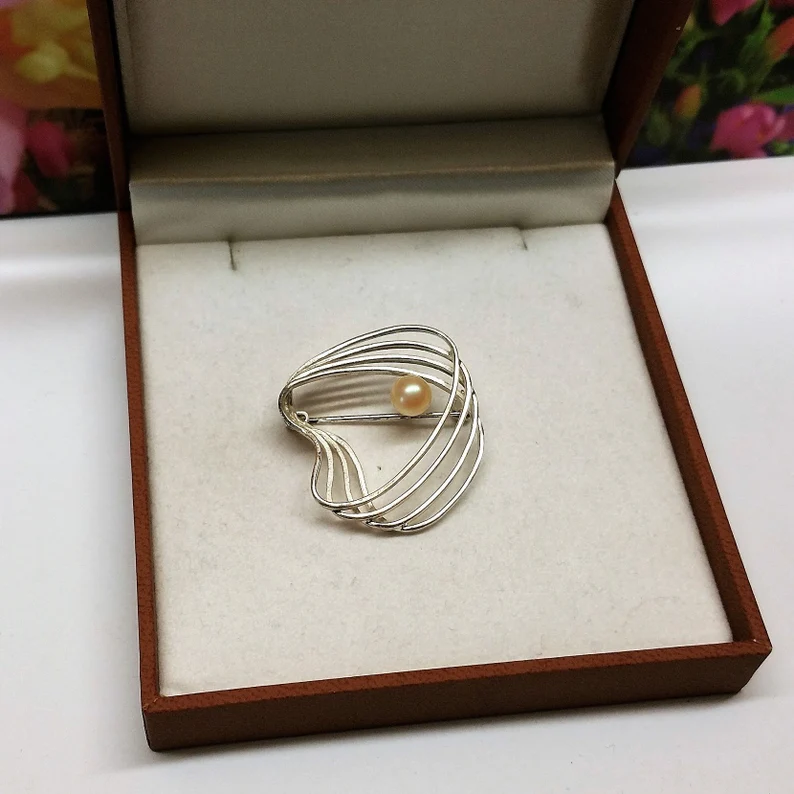 Anstecknadel Brosche mit Perle Silber 835 edel Design nostalgisch SB311