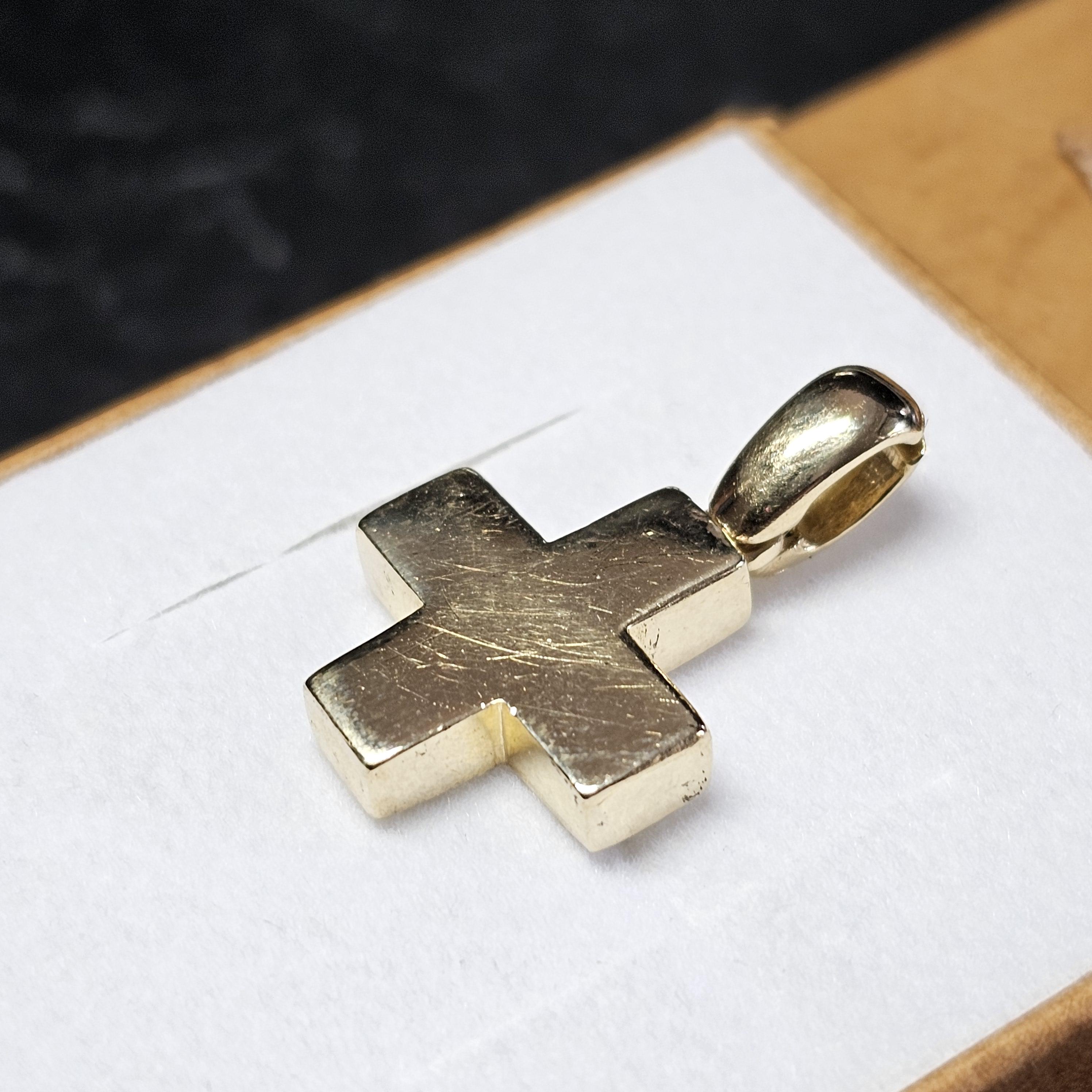Anhänger Kreuz klein - ohne Kette - Gold 585 massiv schlichtes Design Vintage elegant GAN148