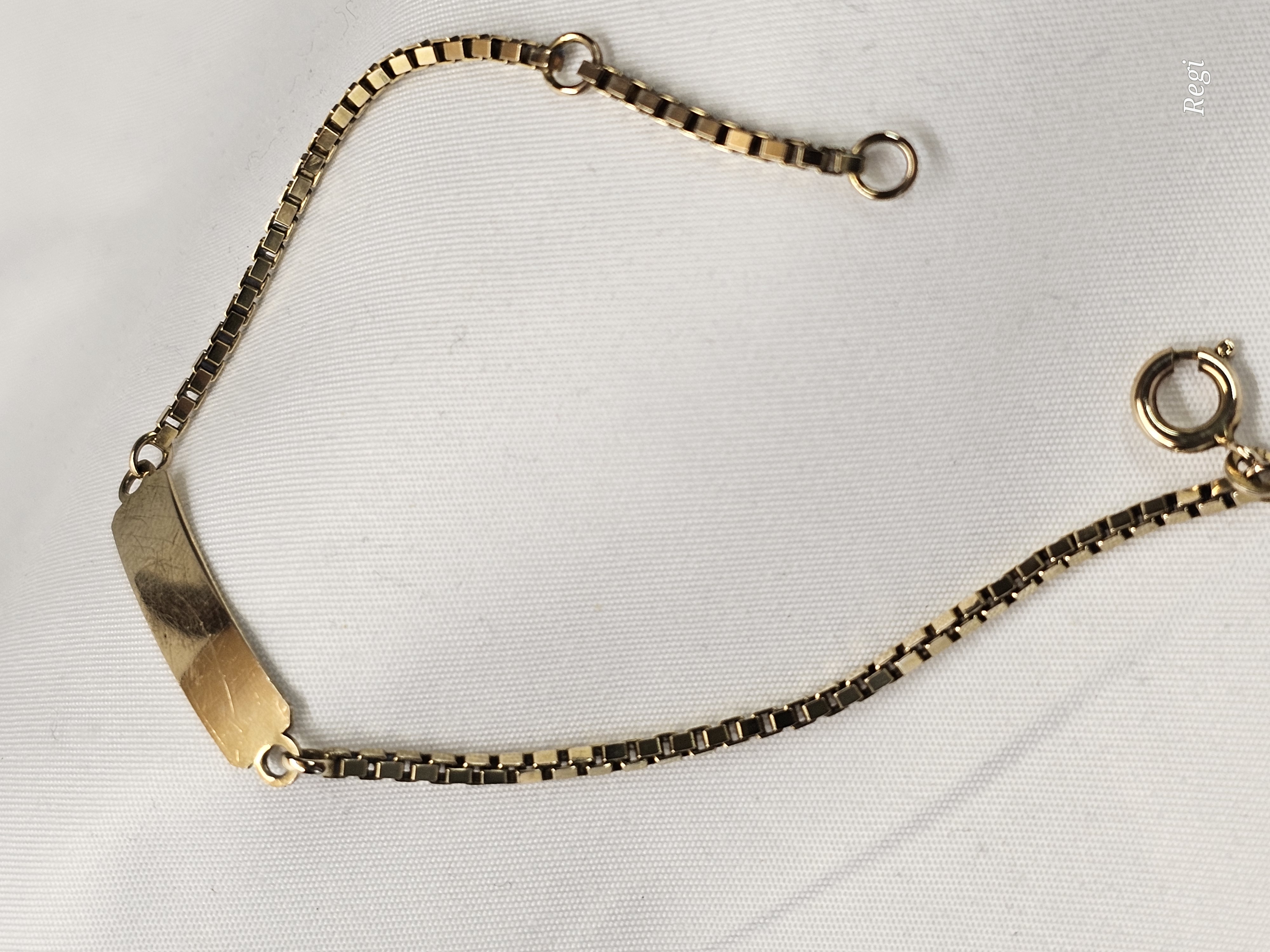 16 - 18,5 cm Armband Venezianer Armbändchen Silberarmband FBM Gold 333 Gravurplatte Vintage elegant GA114