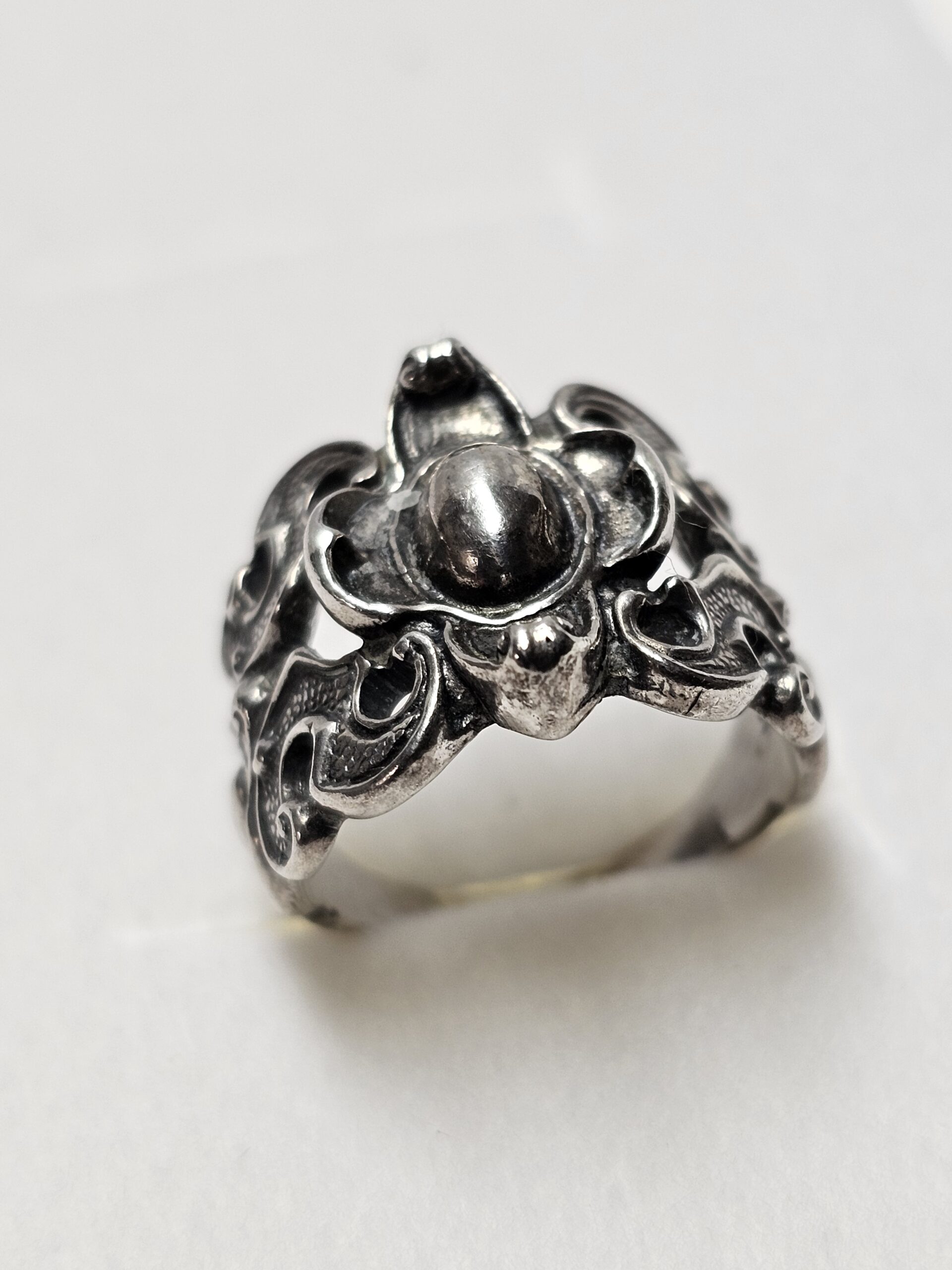 17,3 mm Nostalgischer BAS Ring Silber 835 Silberschmiede Kunst Trachtenschmuck selten rar SR1619