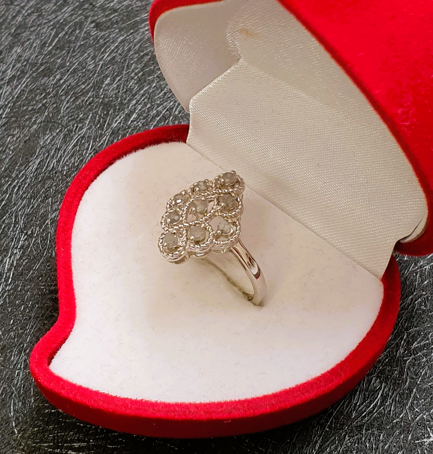 17 mm Nostalgischer Ring Silber 925 Diamanten edel Vintage SR1554