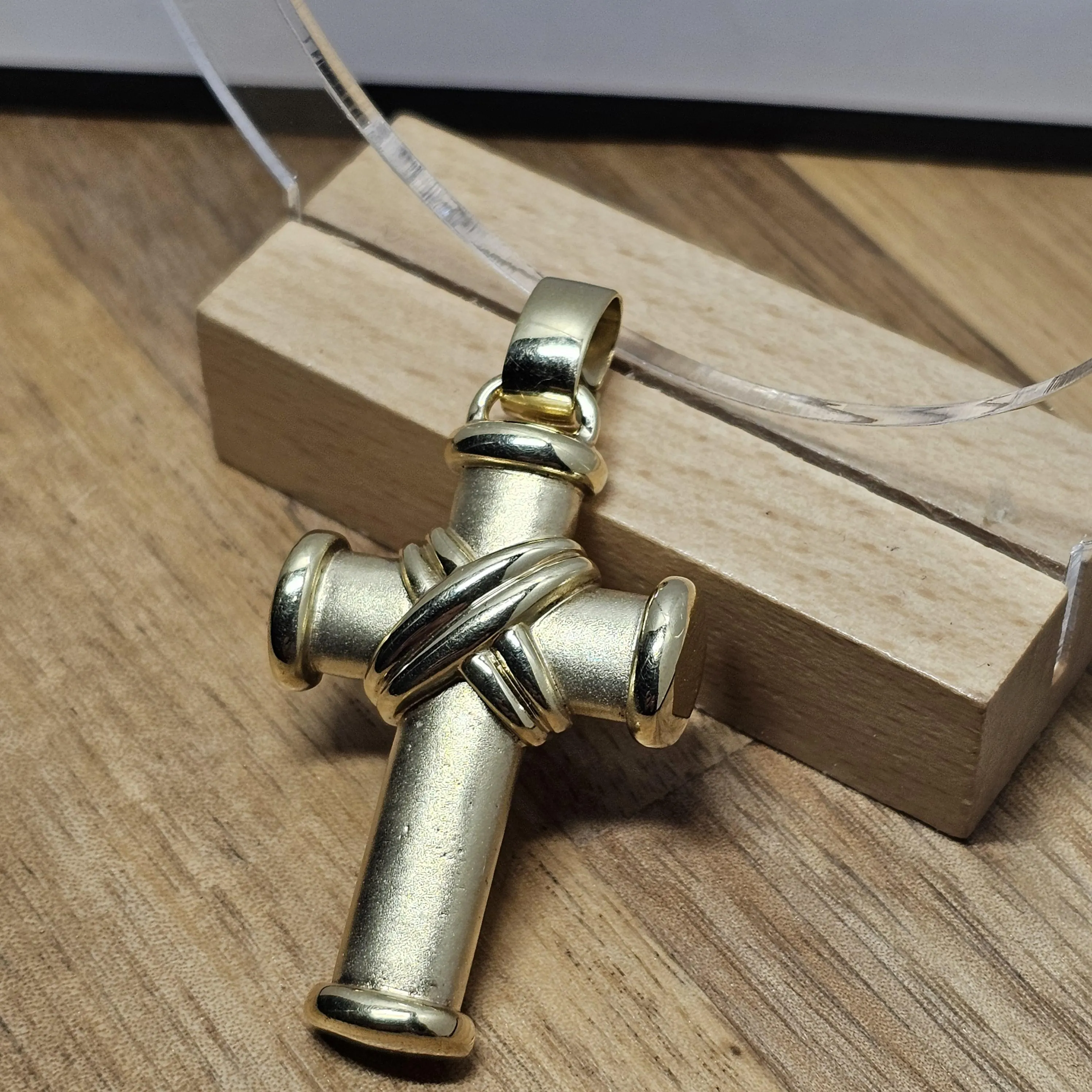 Nostalgisch prachtvoller Goldanhänger Anhänger Kreuz - ohne Kette - Gold 333 Design Vintage elegant GAN202