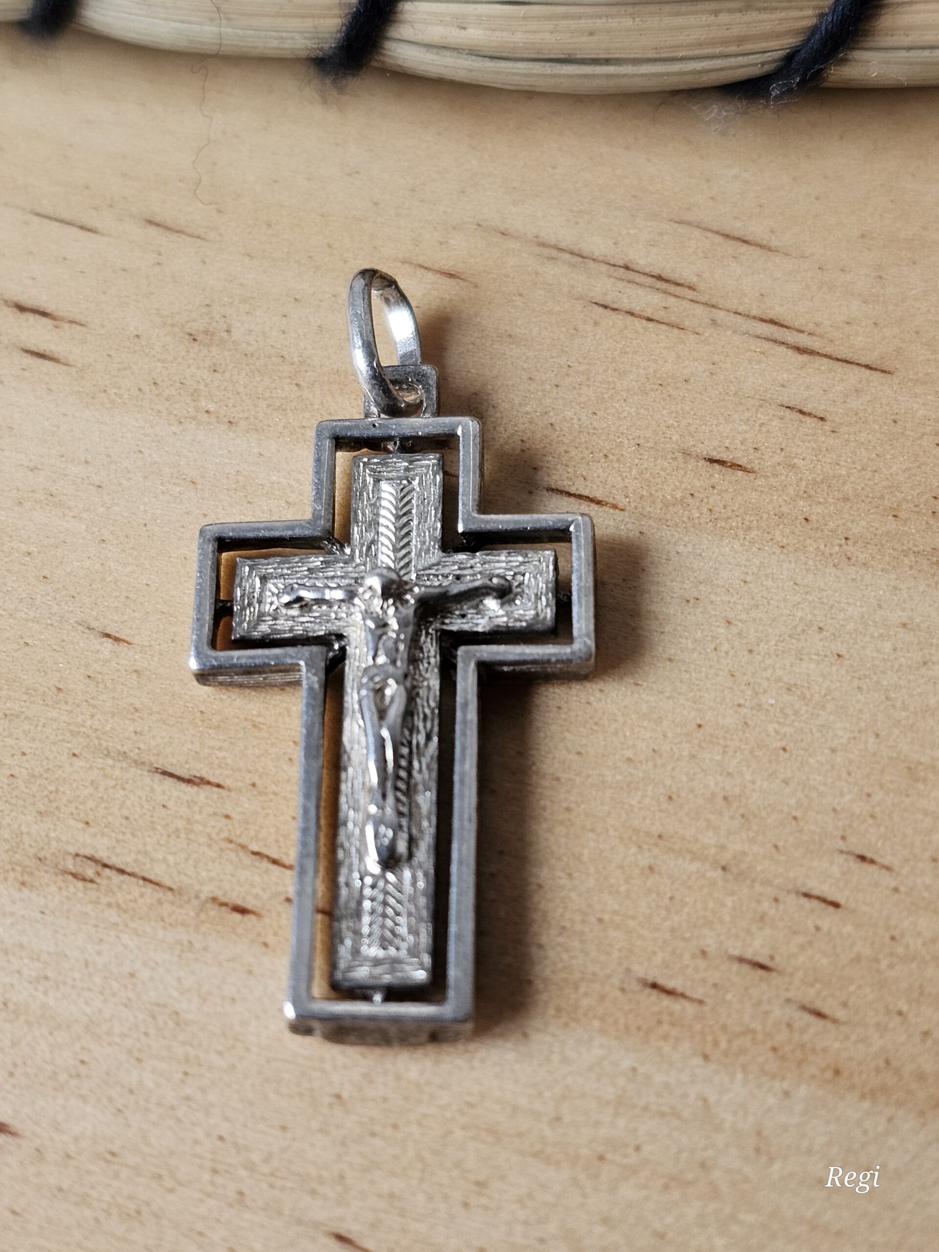 Nostalgischer Kreuzanhänger Anhänger klein ohne Kette Kreuz Jesus Inri Silber 925 Vintage selten rar SKA1560