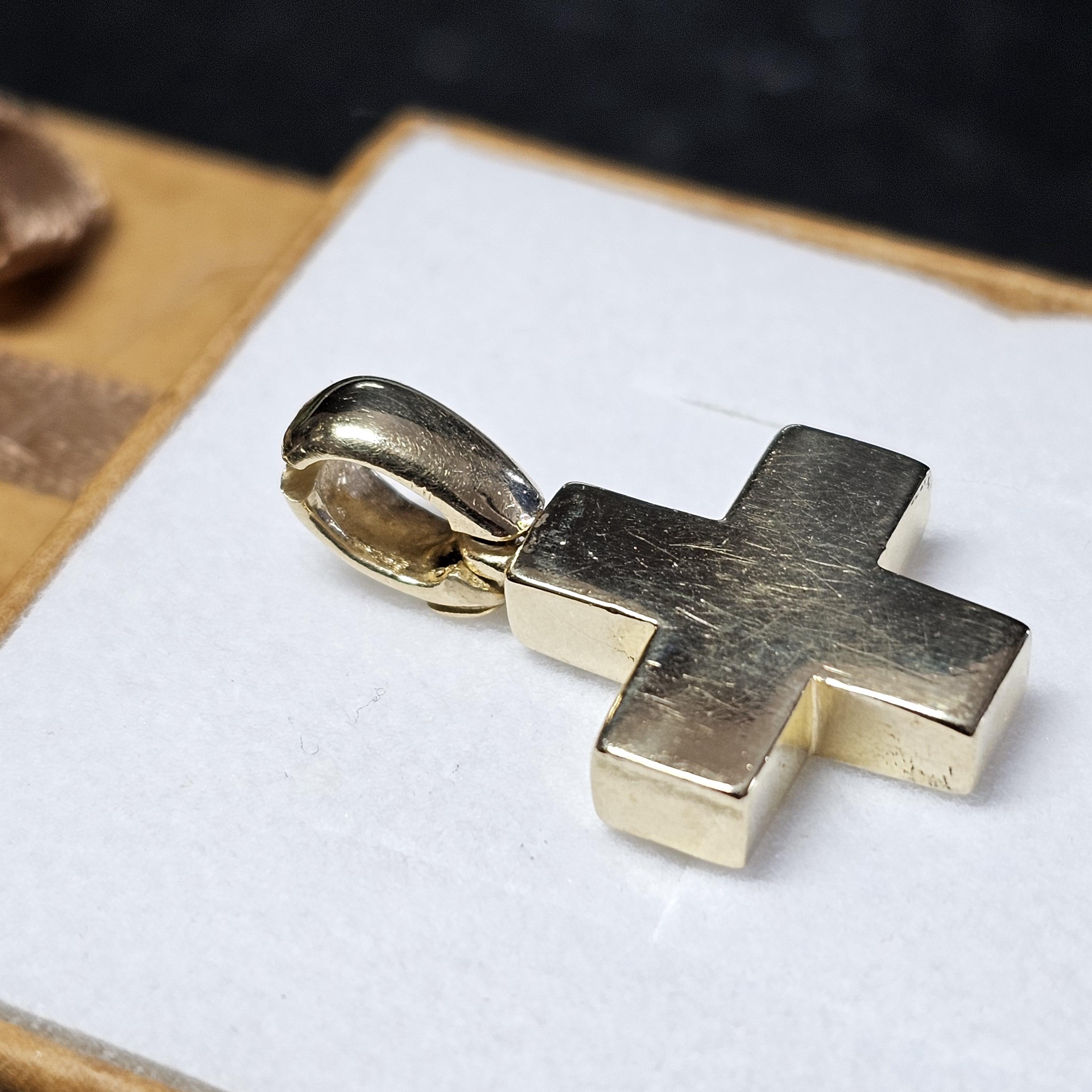 Anhänger Kreuz klein - ohne Kette - Gold 585 massiv schlichtes Design Vintage elegant GAN148