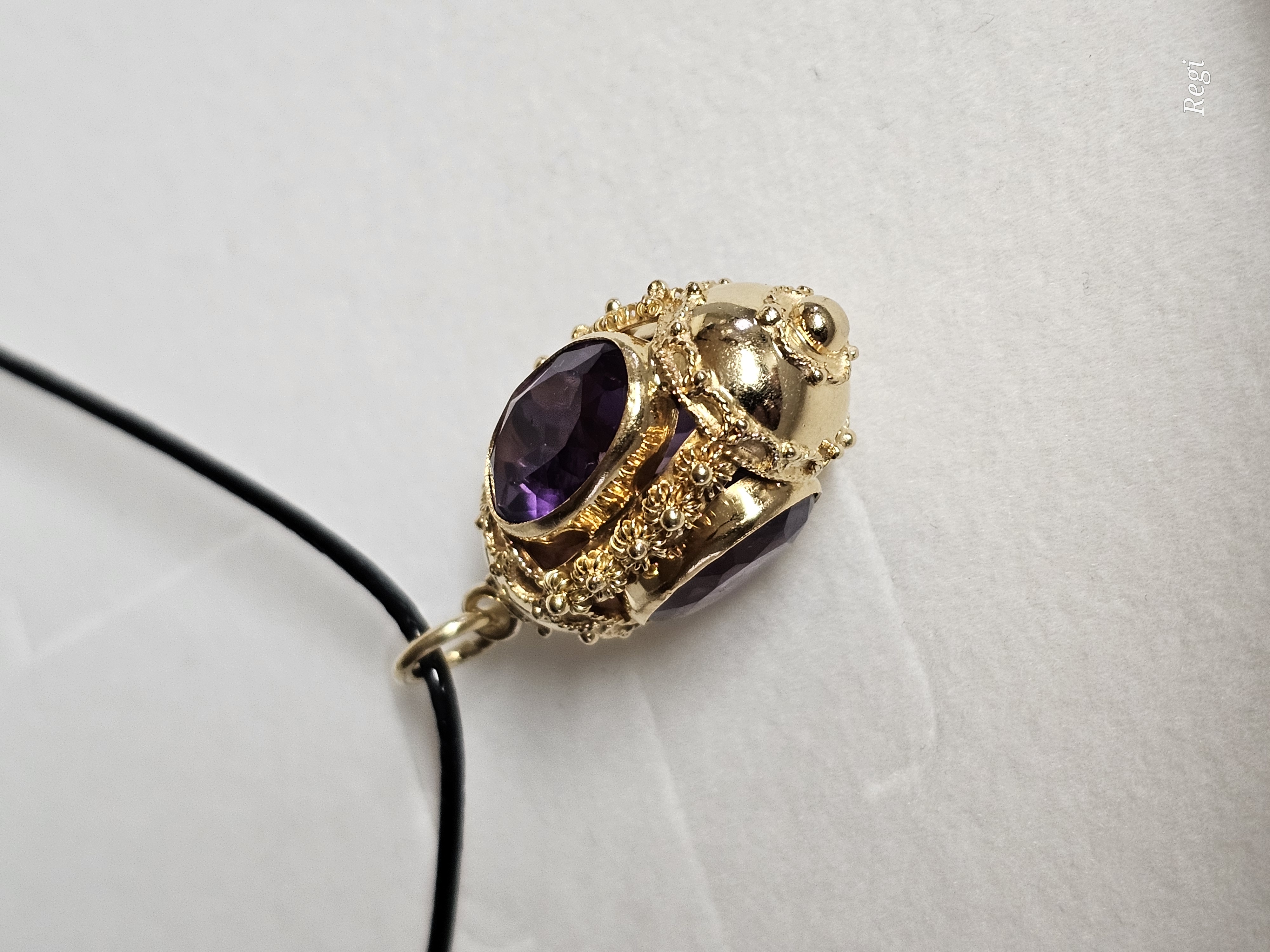 Shabby Vintage nostalgischer Goldanhänger Anhänger - ohne Kette - Gold Amethyst kunstvolle Eleganz GAN181
