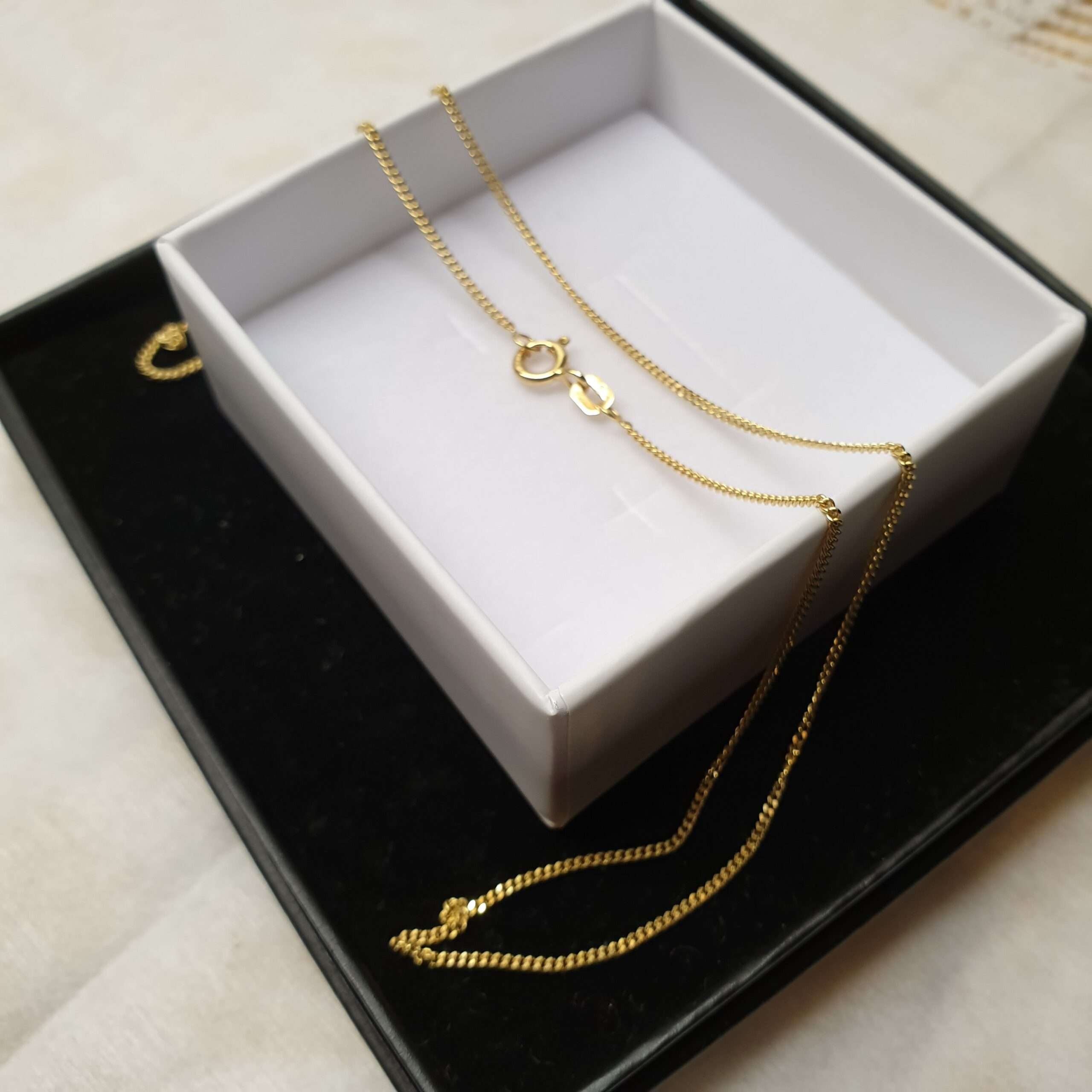 45 cm / 1,2 mm Panzerkette Kettchen Halskette Kette Gold 333 Vintage elegant GK112