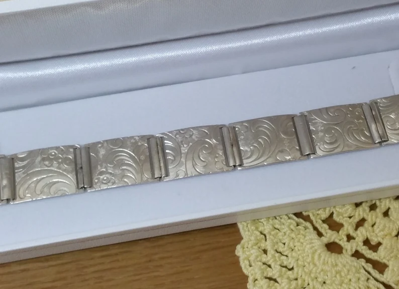 16,5 cm Armband Gliederarmband Silber 835 floral Shabby Vintage elegant SA293