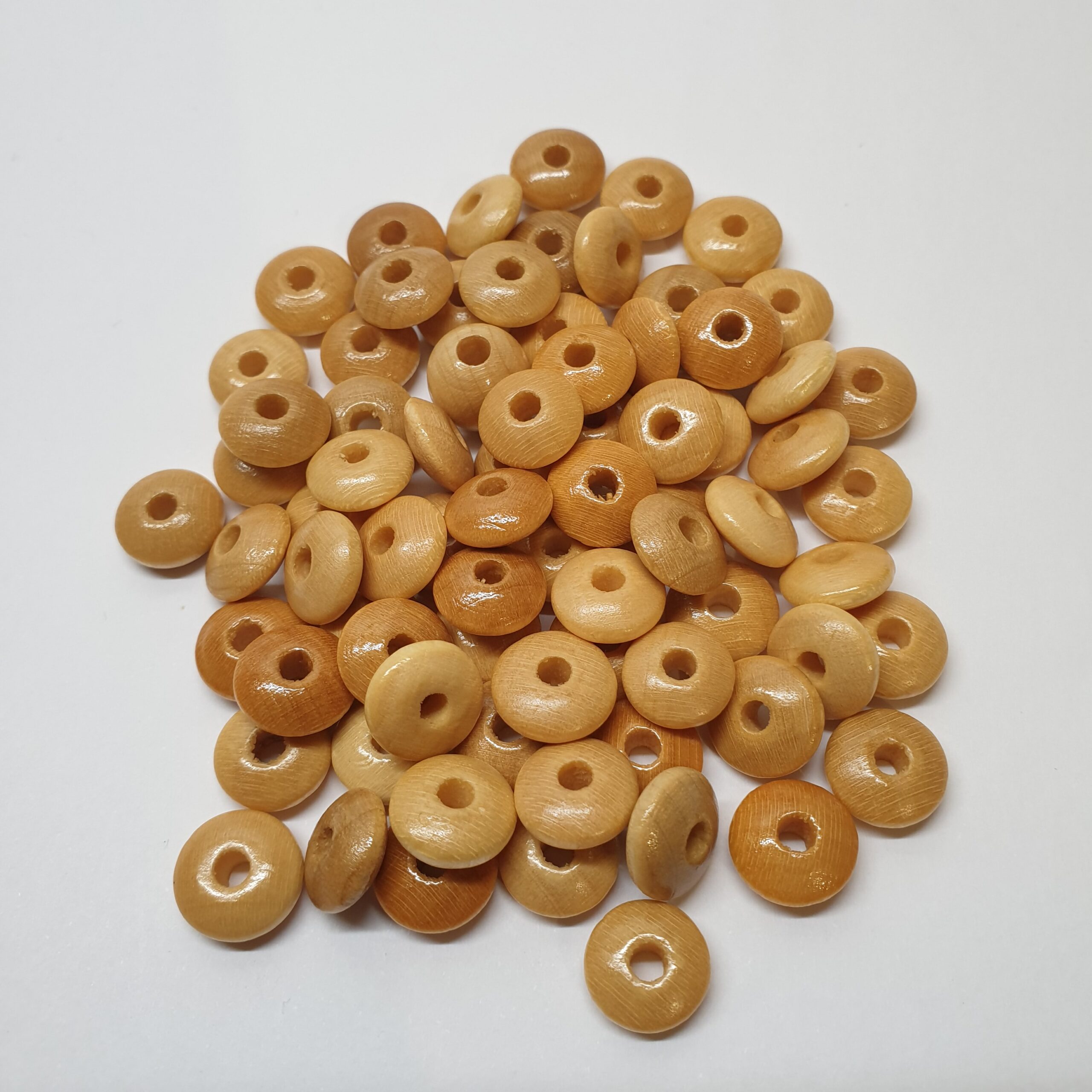 Holzperlen Holzlinsen Linsen naturfarben 10 mm ca. 50 Stck. LI103