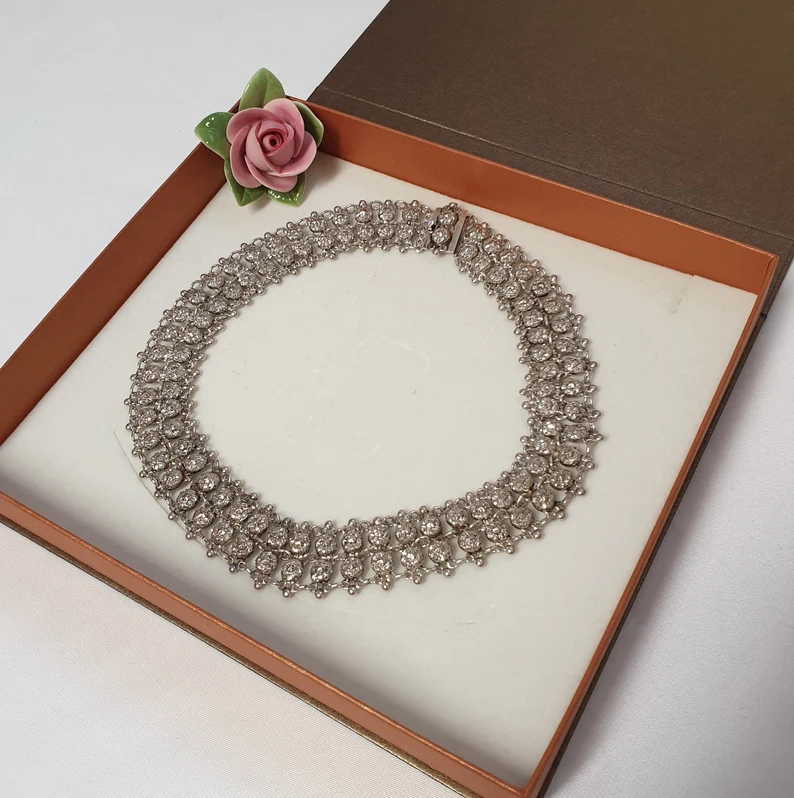 38,5 cm Kette Gliederkette Kropfkette Silber 835 Nostalgie Design edel Shabby Vintage SK528