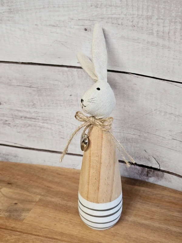 Hase Paolo mit Herz aus Holz Ringelstreifen Scheulen