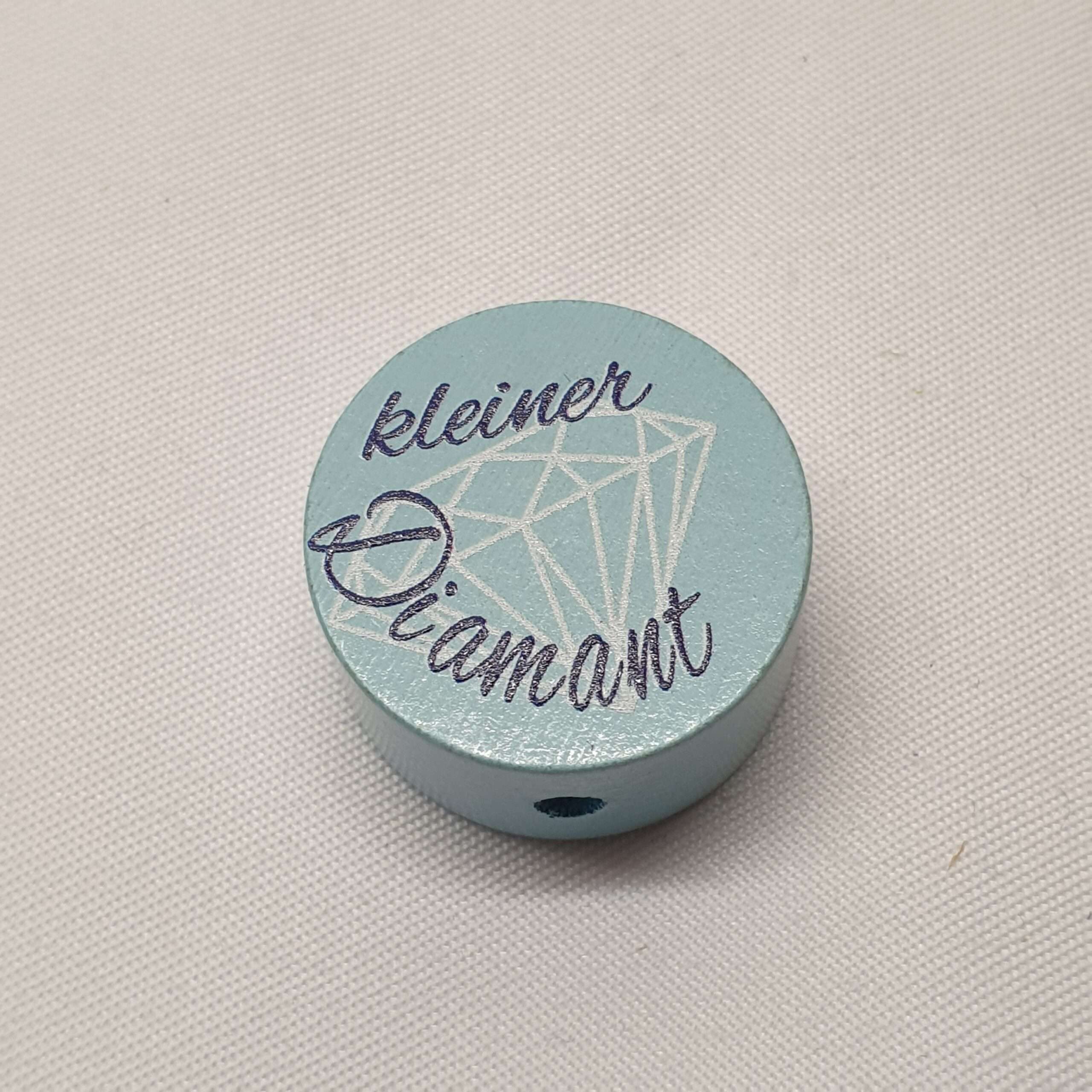 Motivperle Motiv Perle Scheibe rund blau hellblau weiß kleiner Diamant MP306