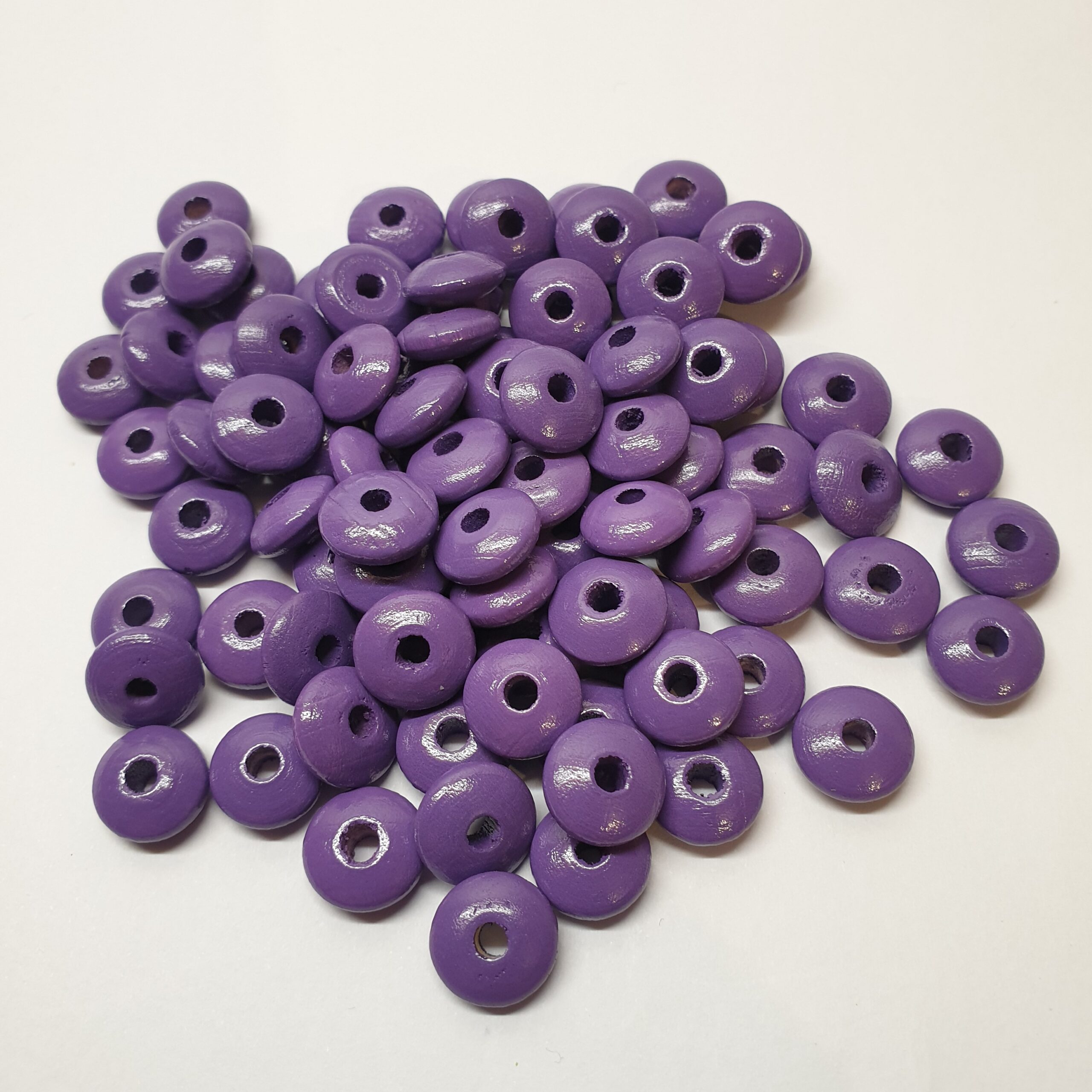 Holzperlen Holzlinsen Linsen lila 10 mm ca. 50 Stck. LI109