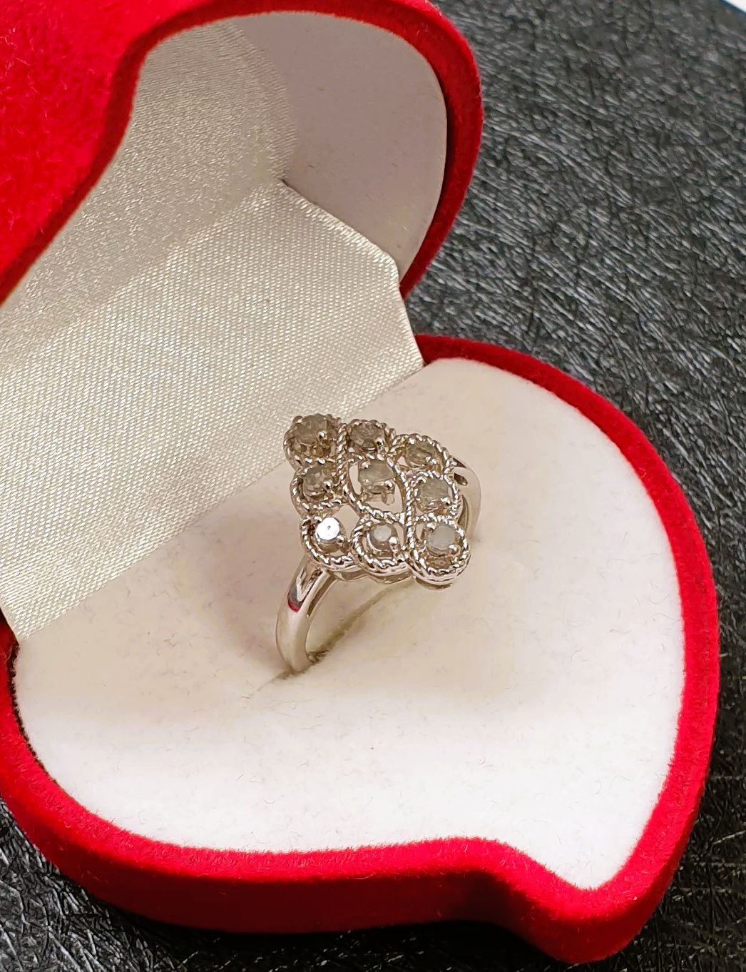 17 mm Nostalgischer Ring Silber 925 Diamanten edel Vintage SR1554