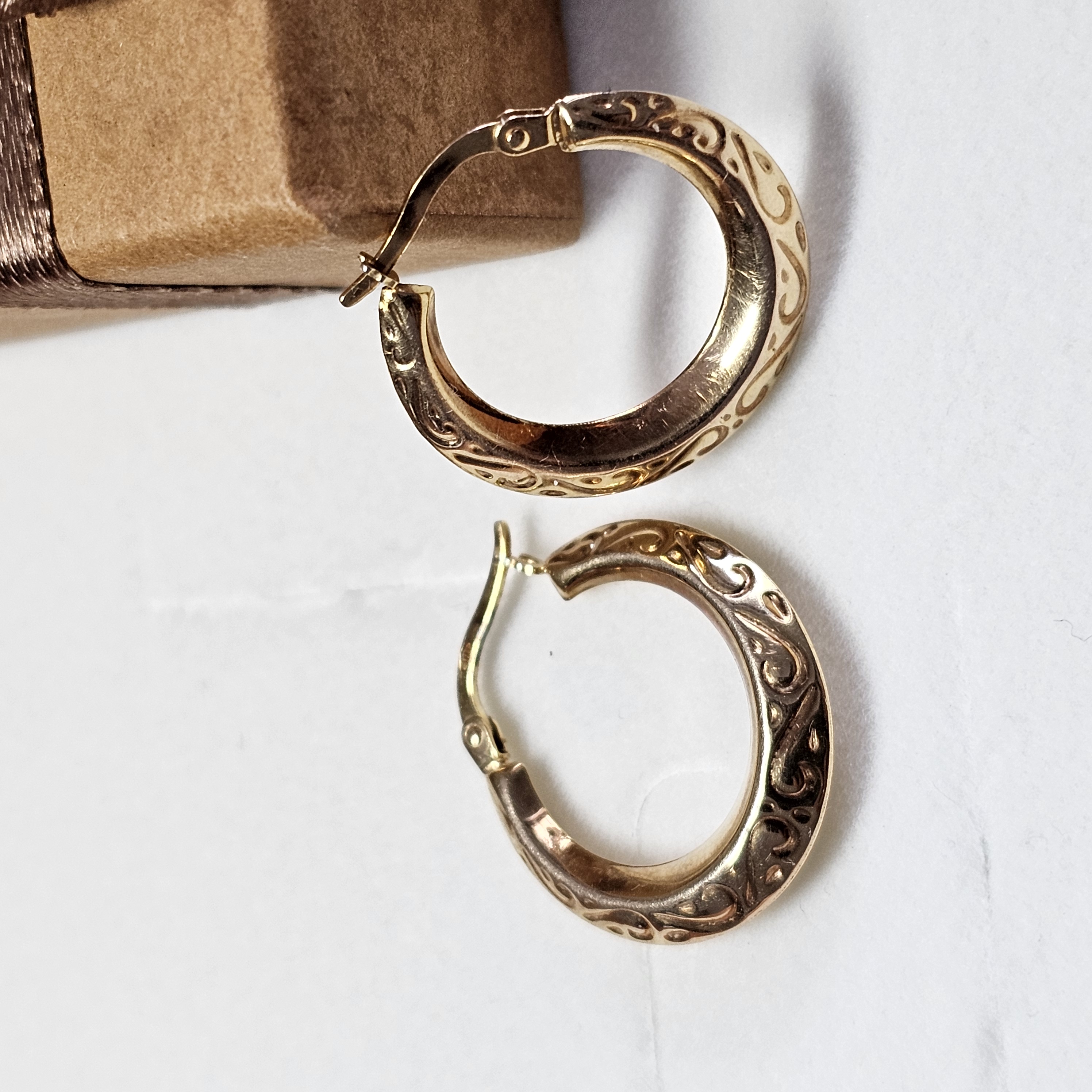 Nostalgische Creolen Ohrringe Ohrschmuck Gold 585 Design Vintage Eleganz OR143