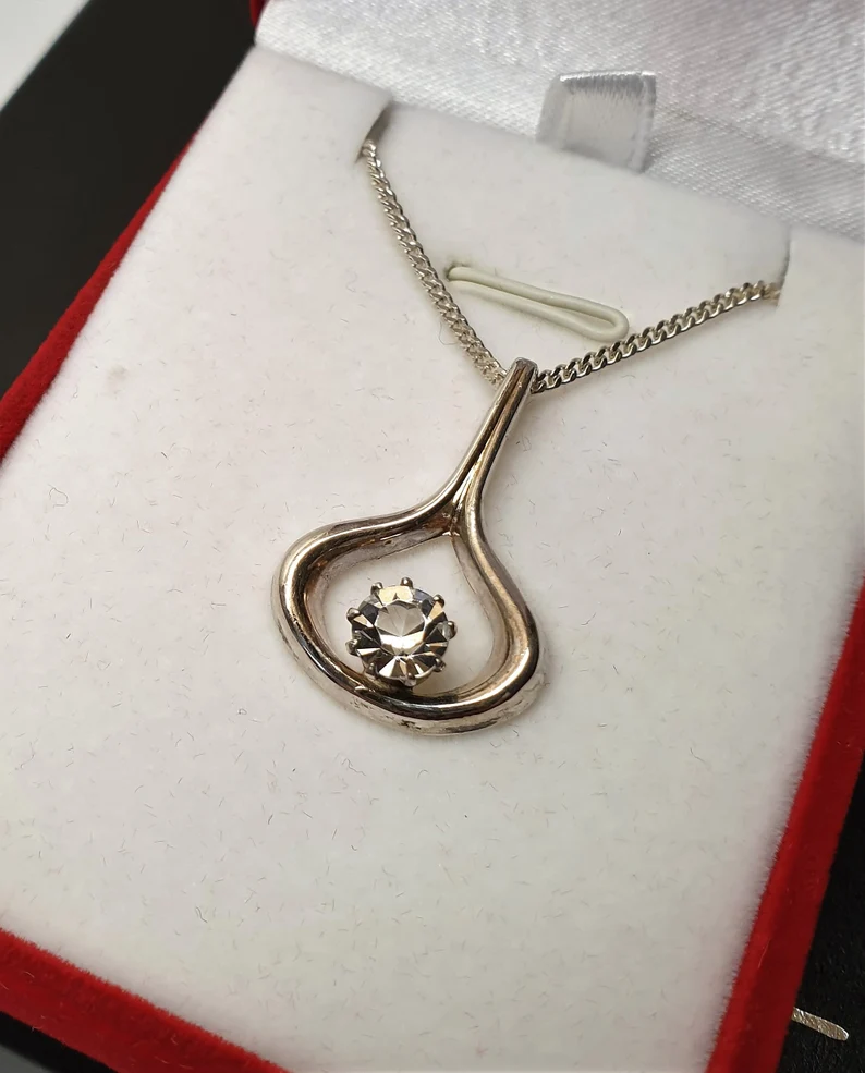 835er Silberanhänger mit Kristall Kette SK408